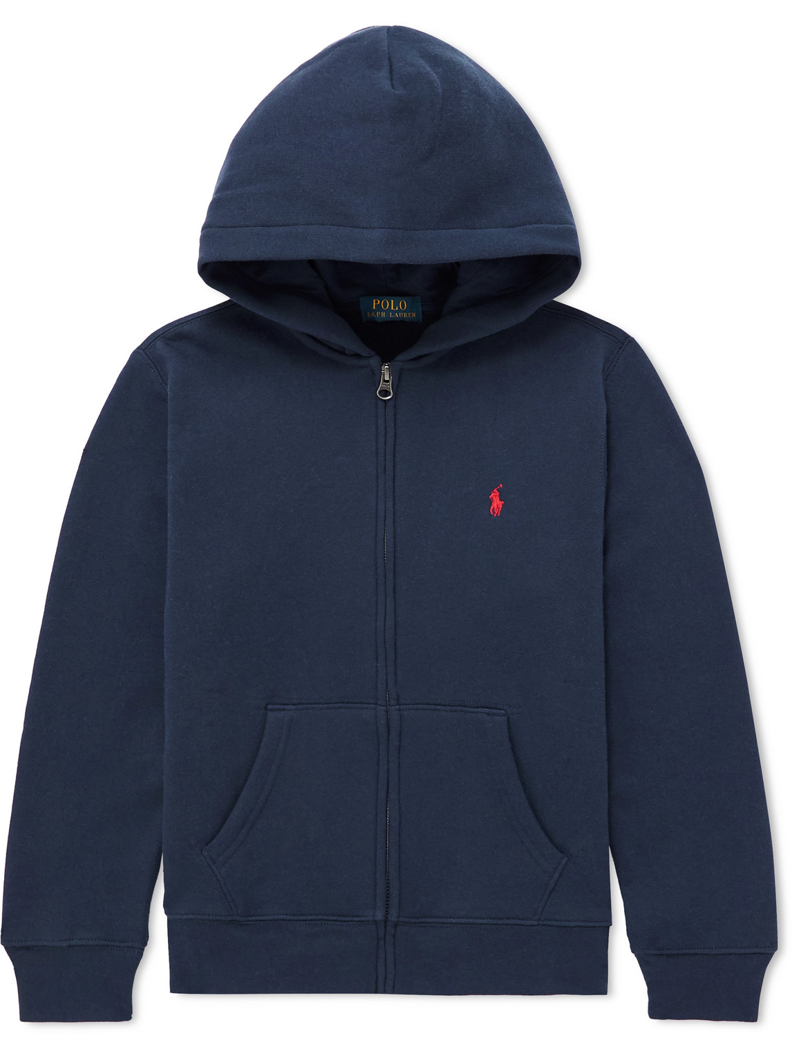 POLO RALPH LAUREN LOGO-EMBROIDERED COTTON-BLEND JERSEY ZIP-UP HOODIE