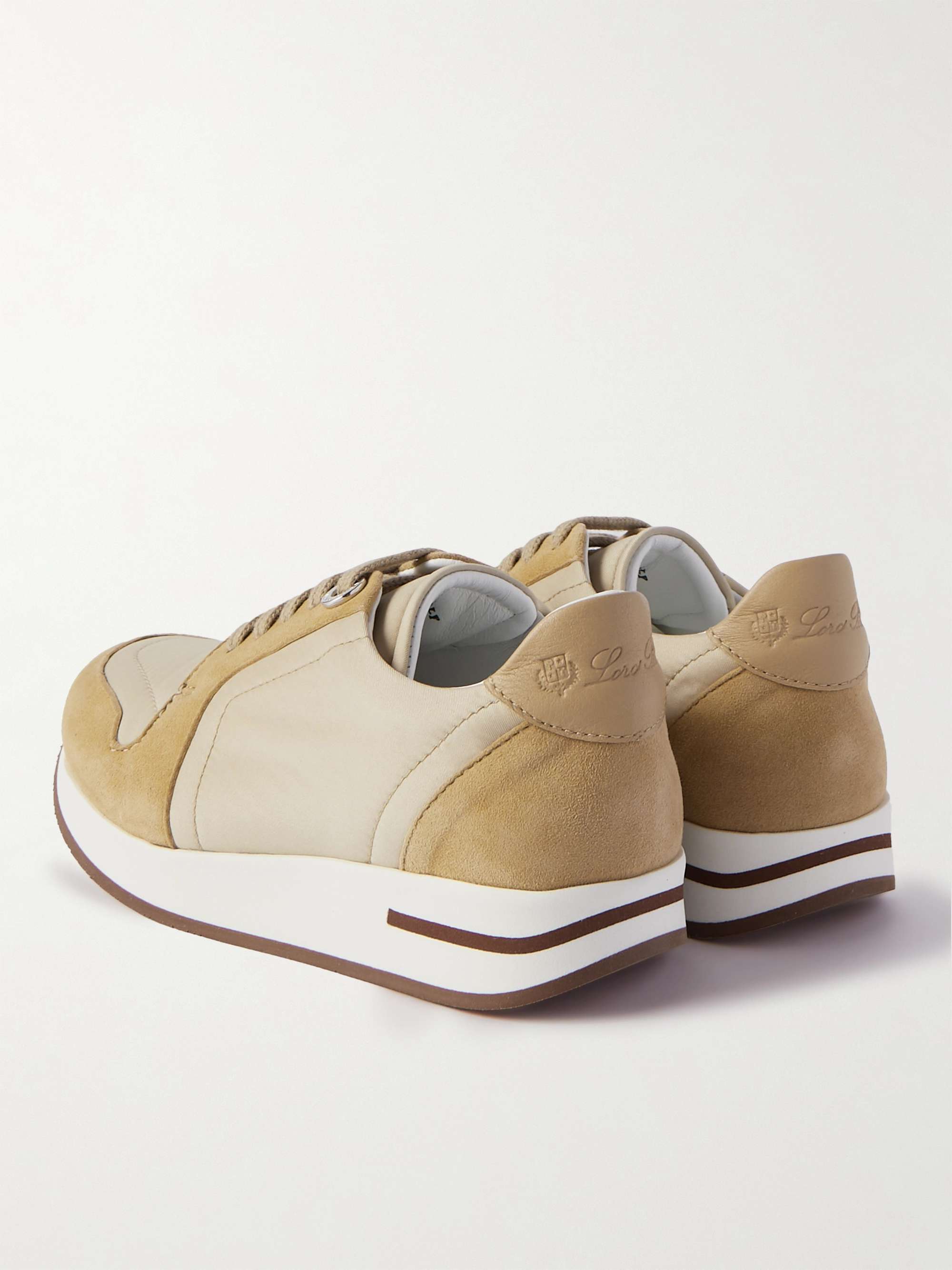 LORO PIANA KIDS حذاء سنيكرز Walk من نسيج شبكي وقطع قماشية من جلد السويد والجلد