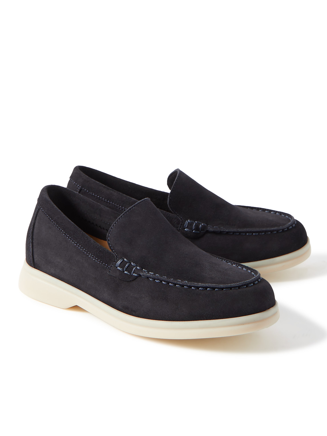 Loro Piana Open Walk Suede Loafers In Blue