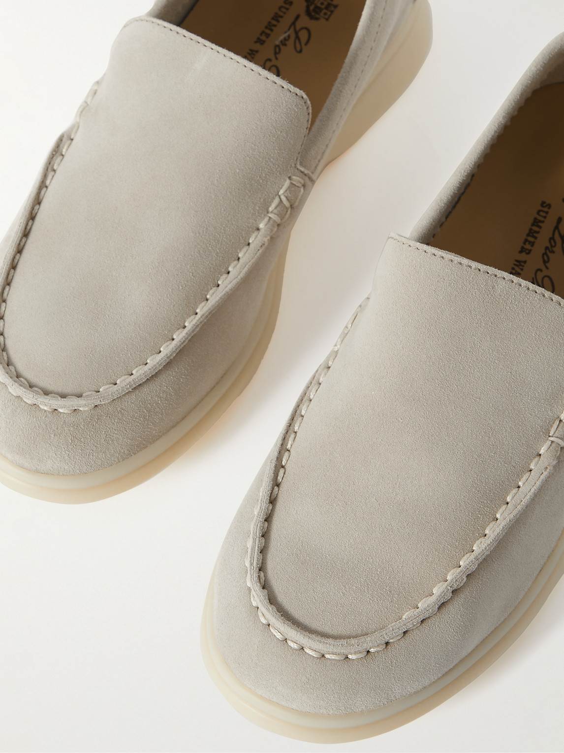 Shop Loro Piana Summer Walk Suede Loafers In Gray