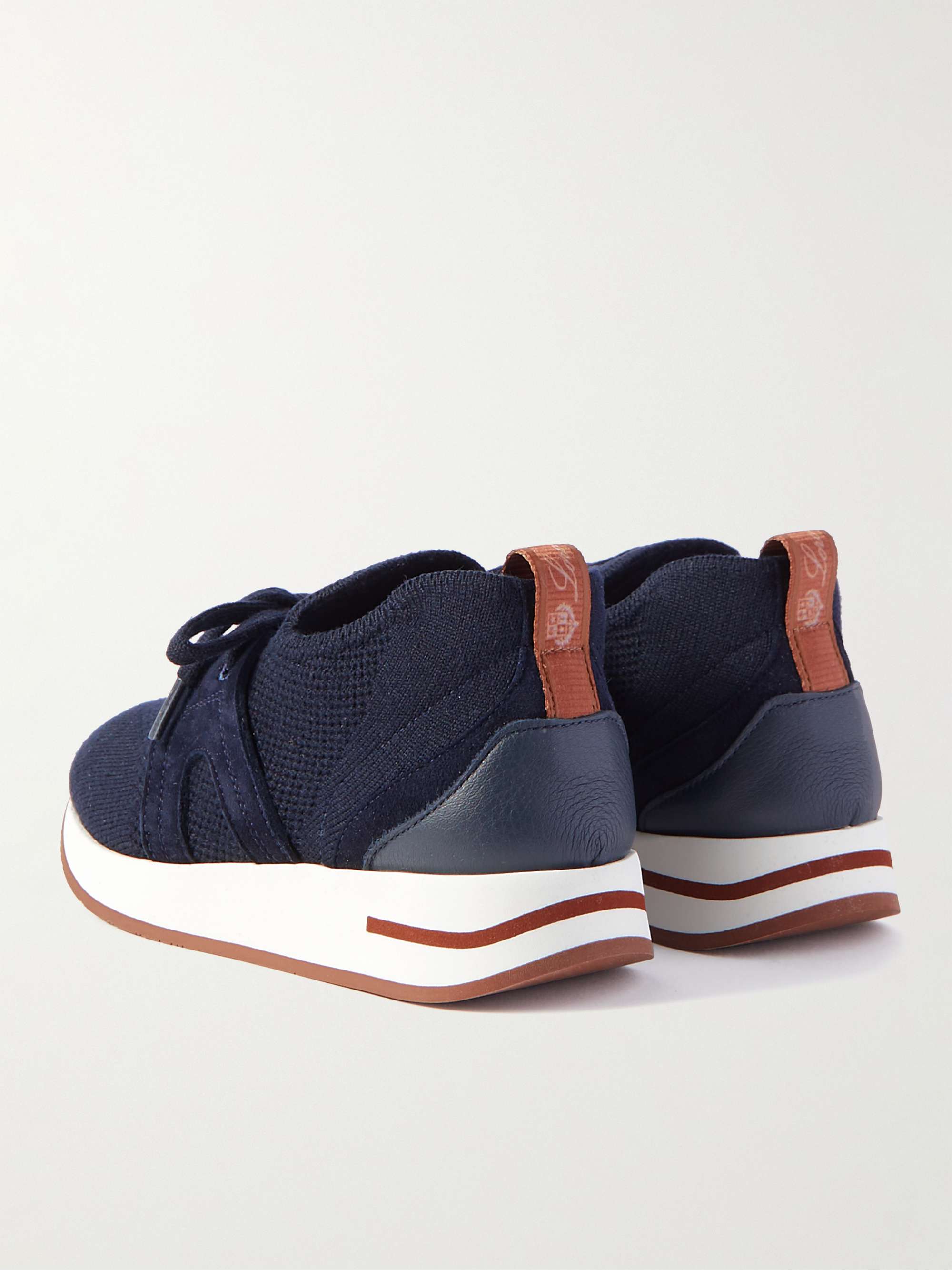 LORO PIANA KIDS Walk Leather- and Suede-Panelled Mesh Sneakers
