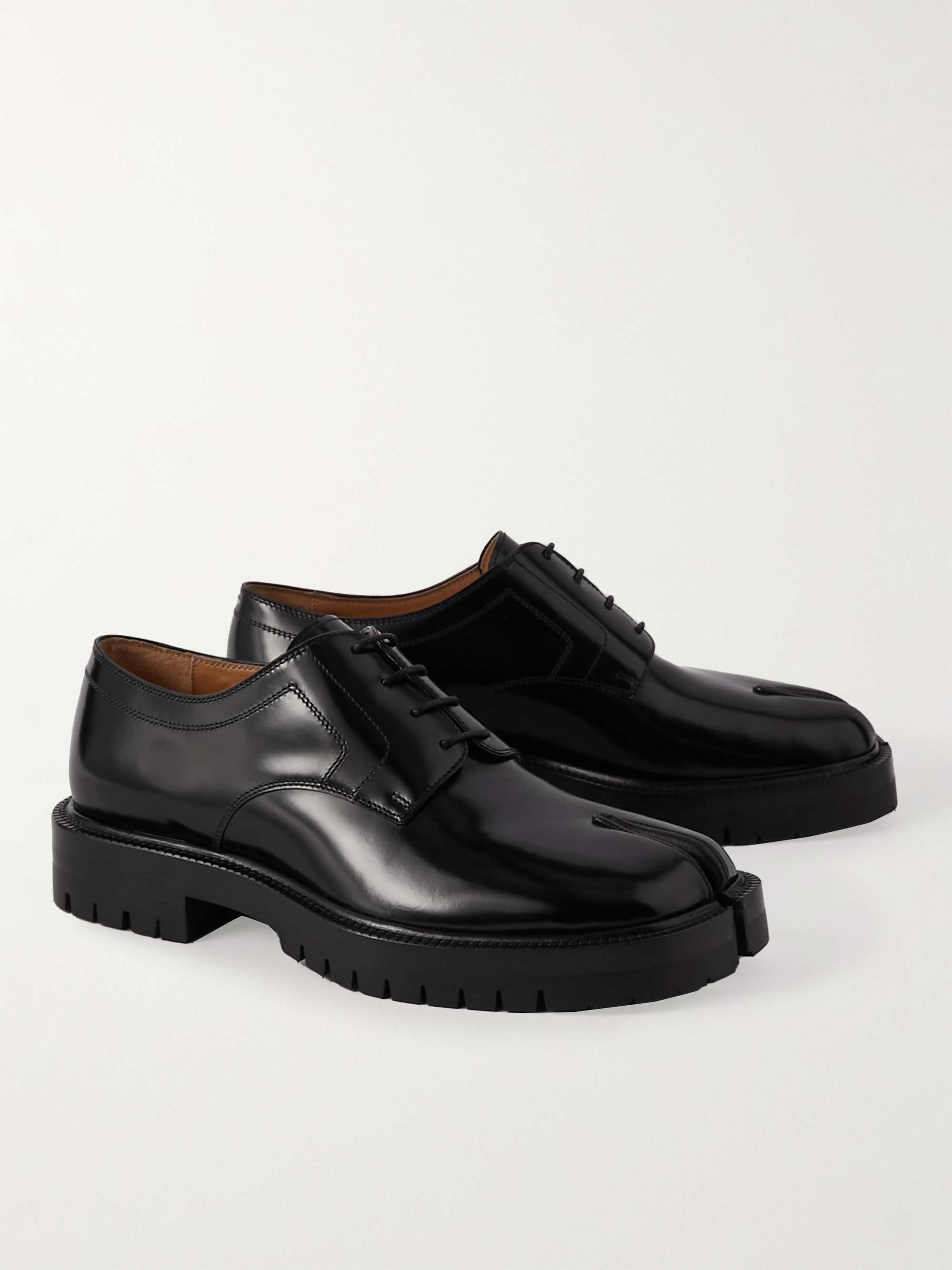 MAISON MARGIELA Tabi County Patent-Leather Derby Shoes for Men | MR PORTER