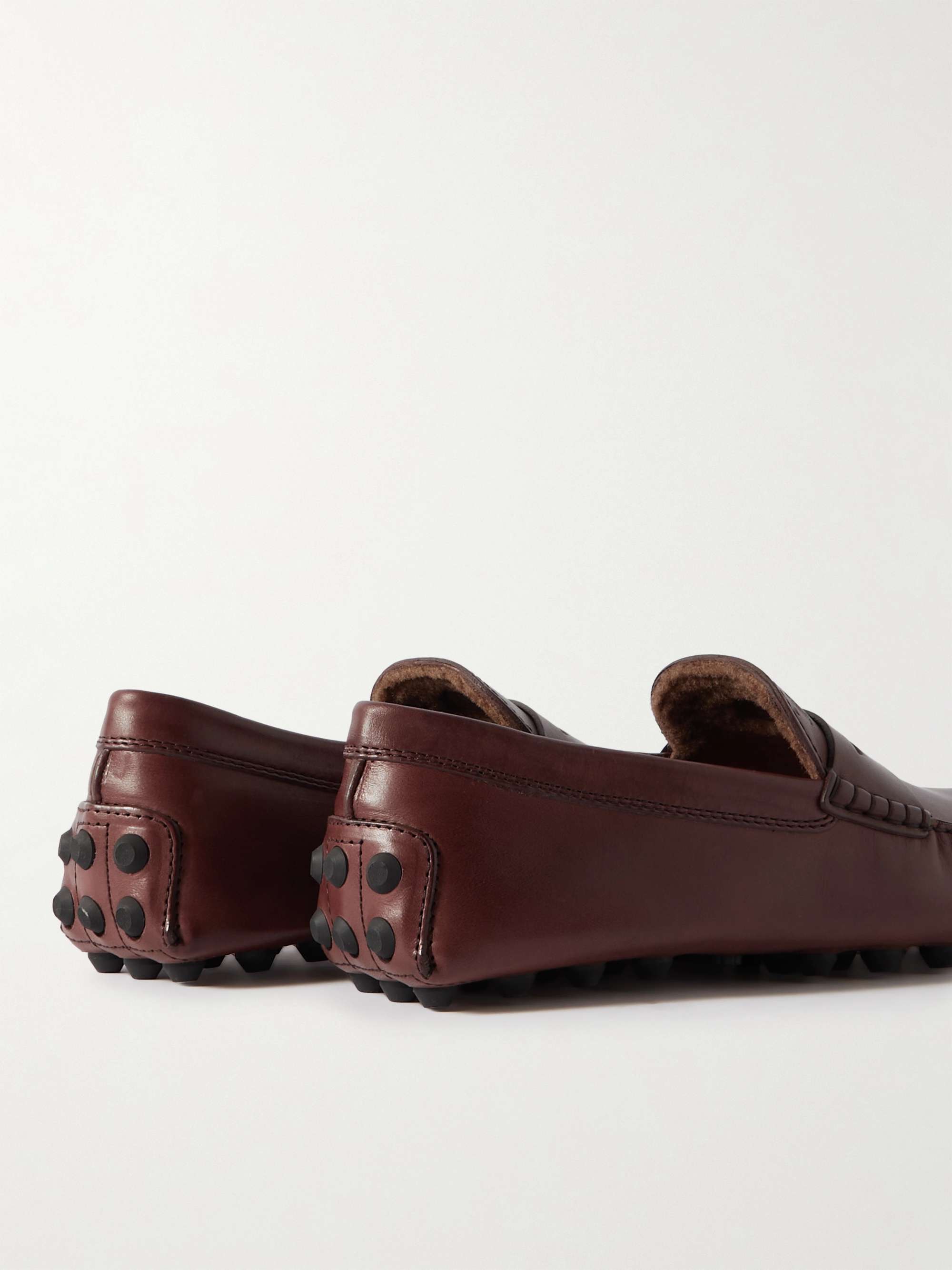 TOD'S Gommino Shearling-Lined Leather Driving Shoes