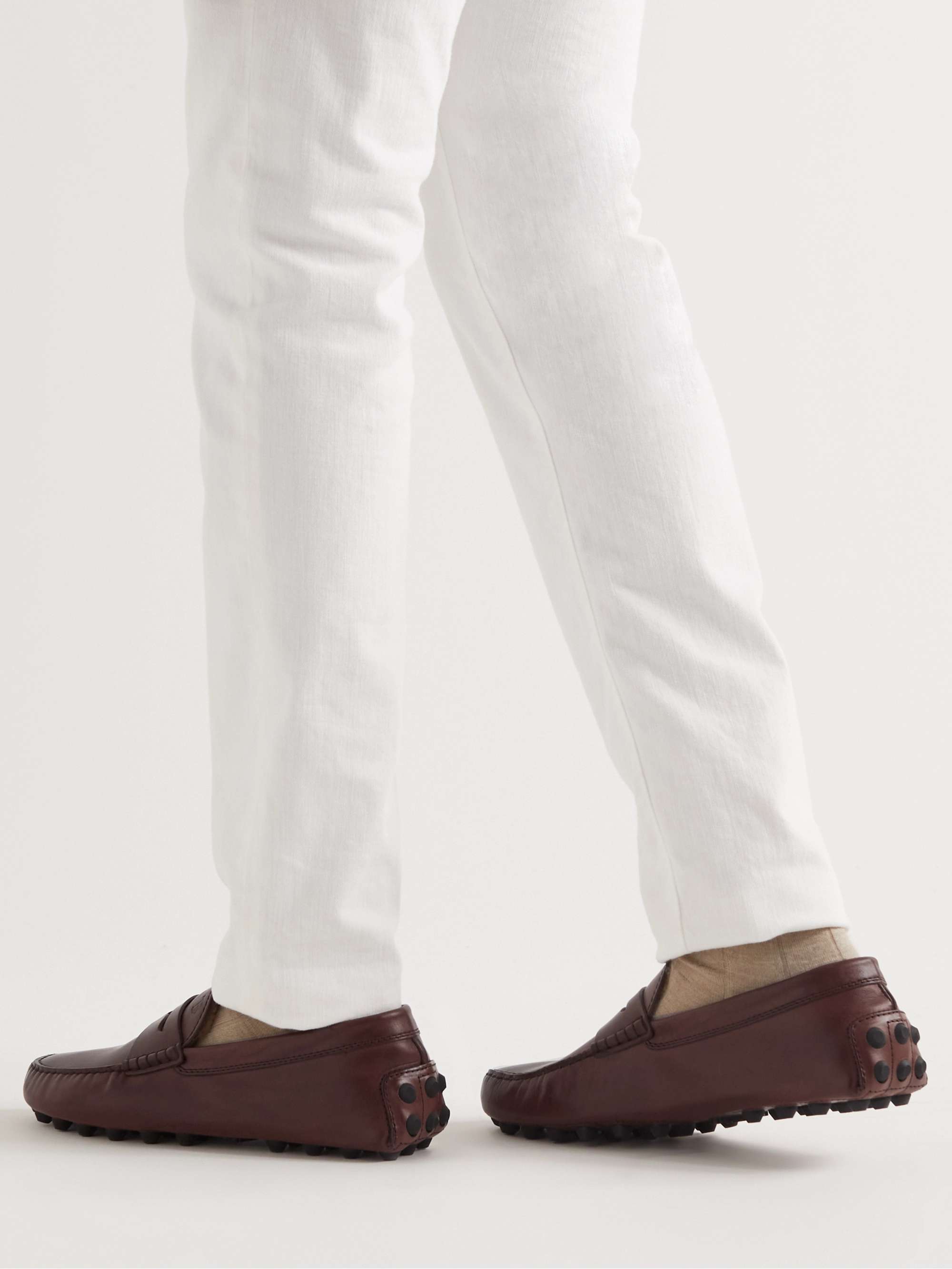 TOD'S Gommino Shearling-Lined Leather Driving Shoes