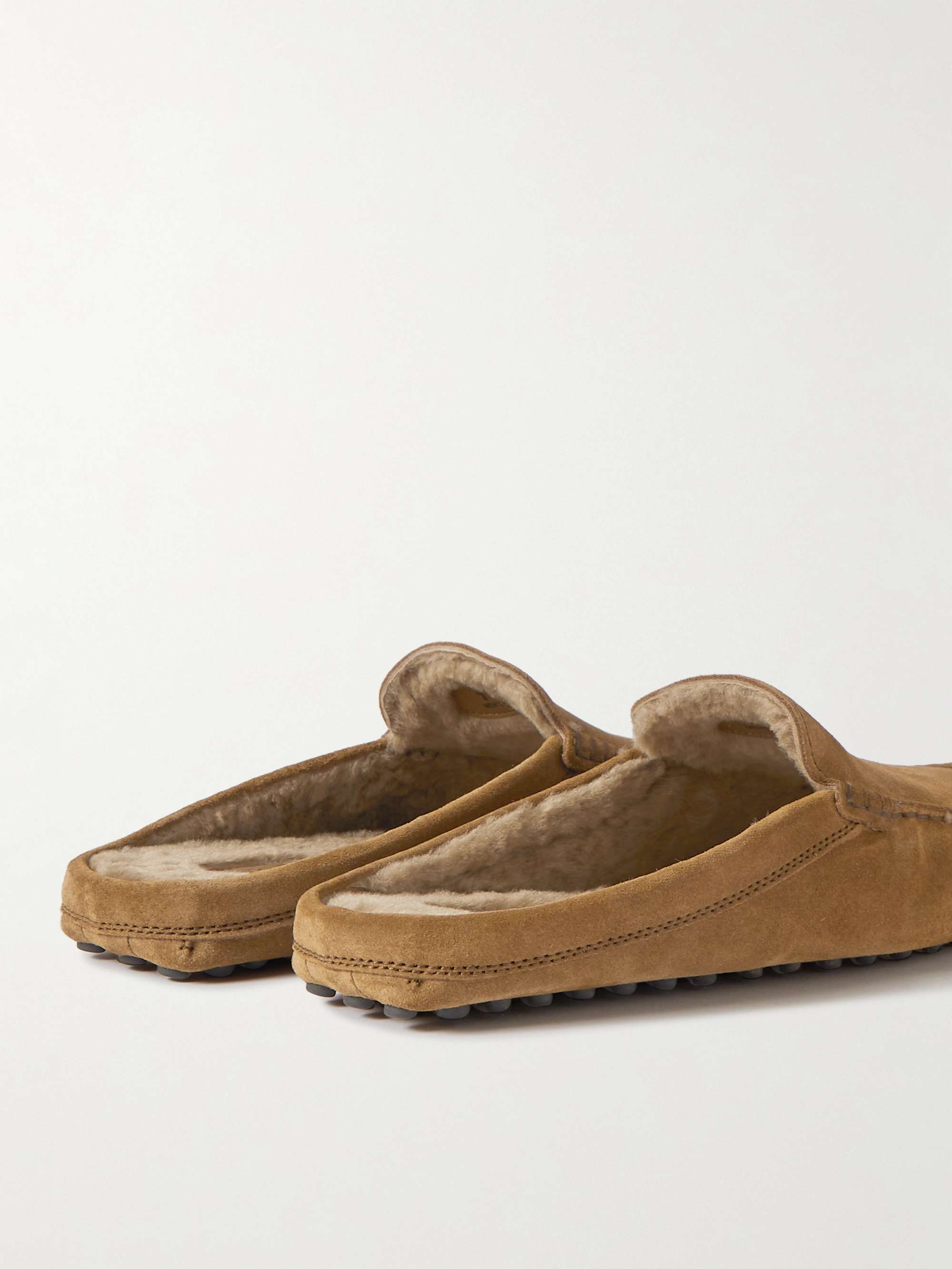 TOD'S Shearling-Lined Suede Slippers