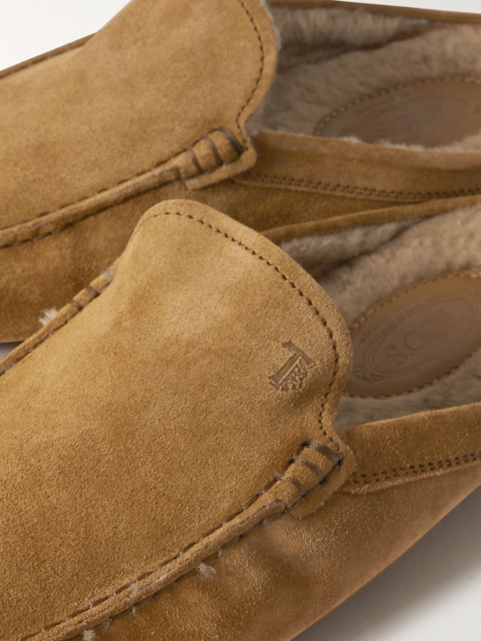 TOD'S Shearling-Lined Suede Slippers
