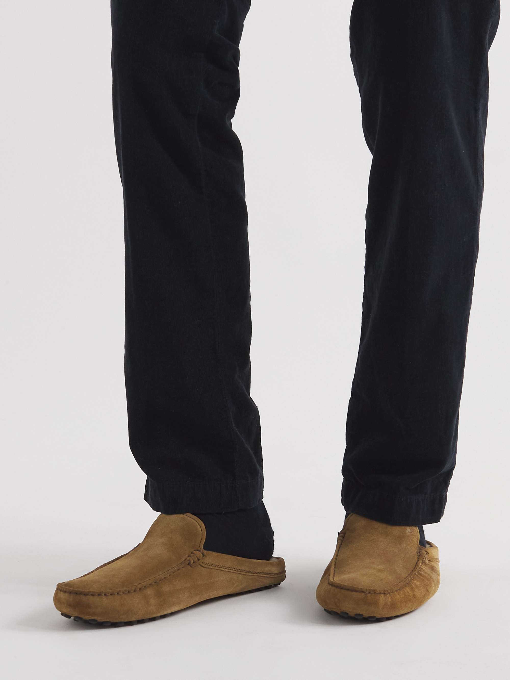 TOD'S Shearling-Lined Suede Slippers