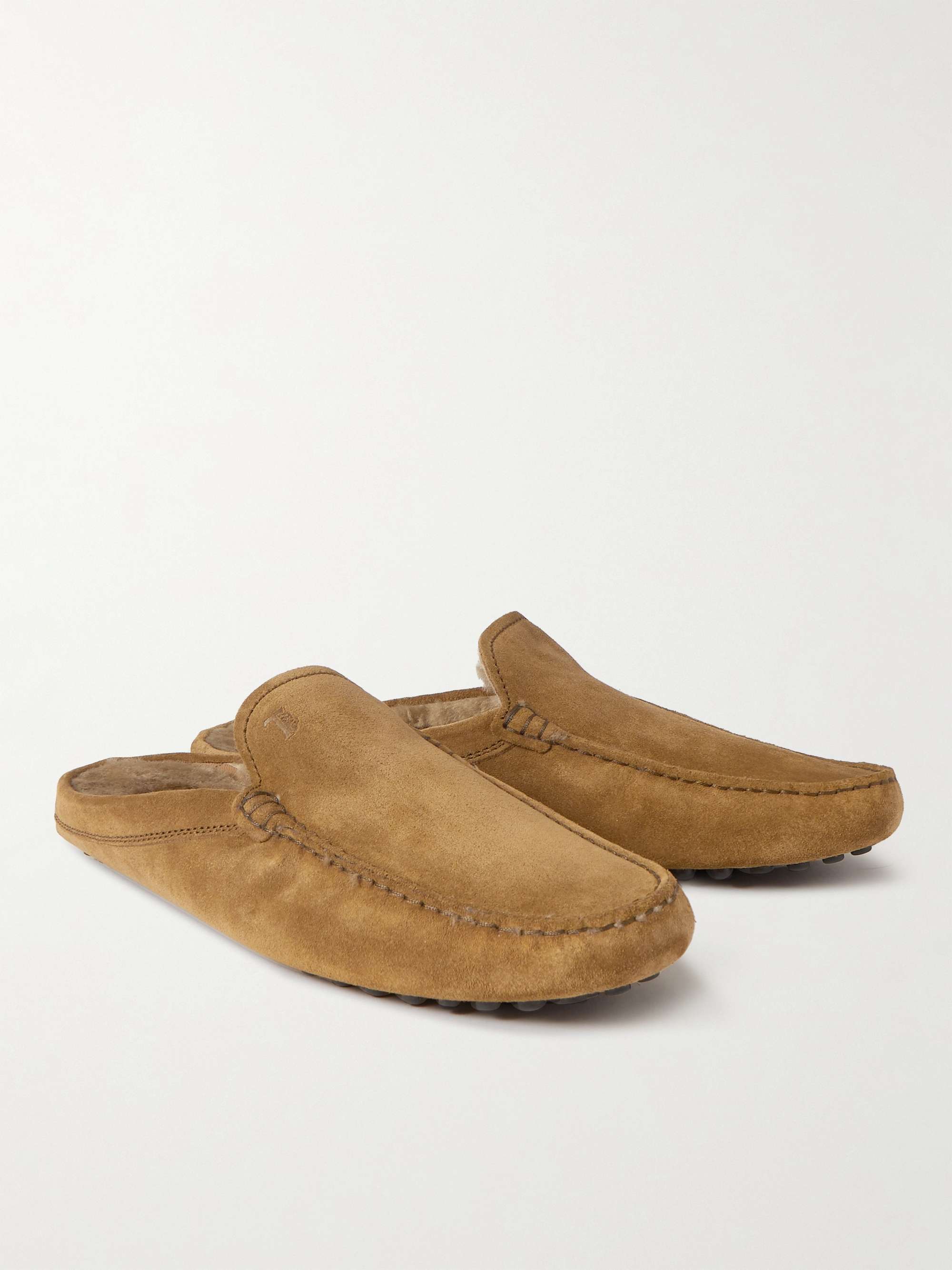 TOD'S Shearling-Lined Suede Slippers