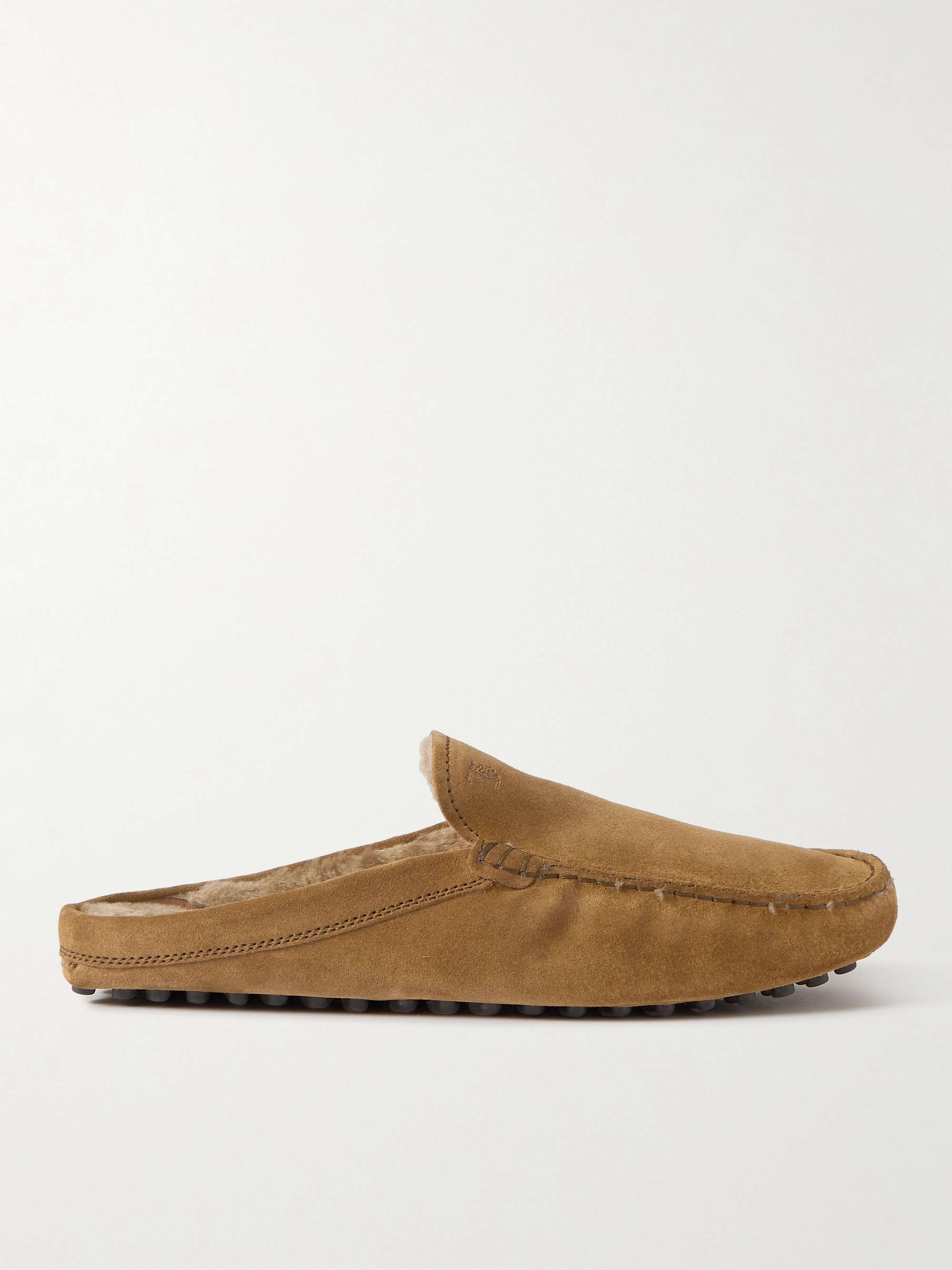 TOD'S Shearling-Lined Suede Slippers