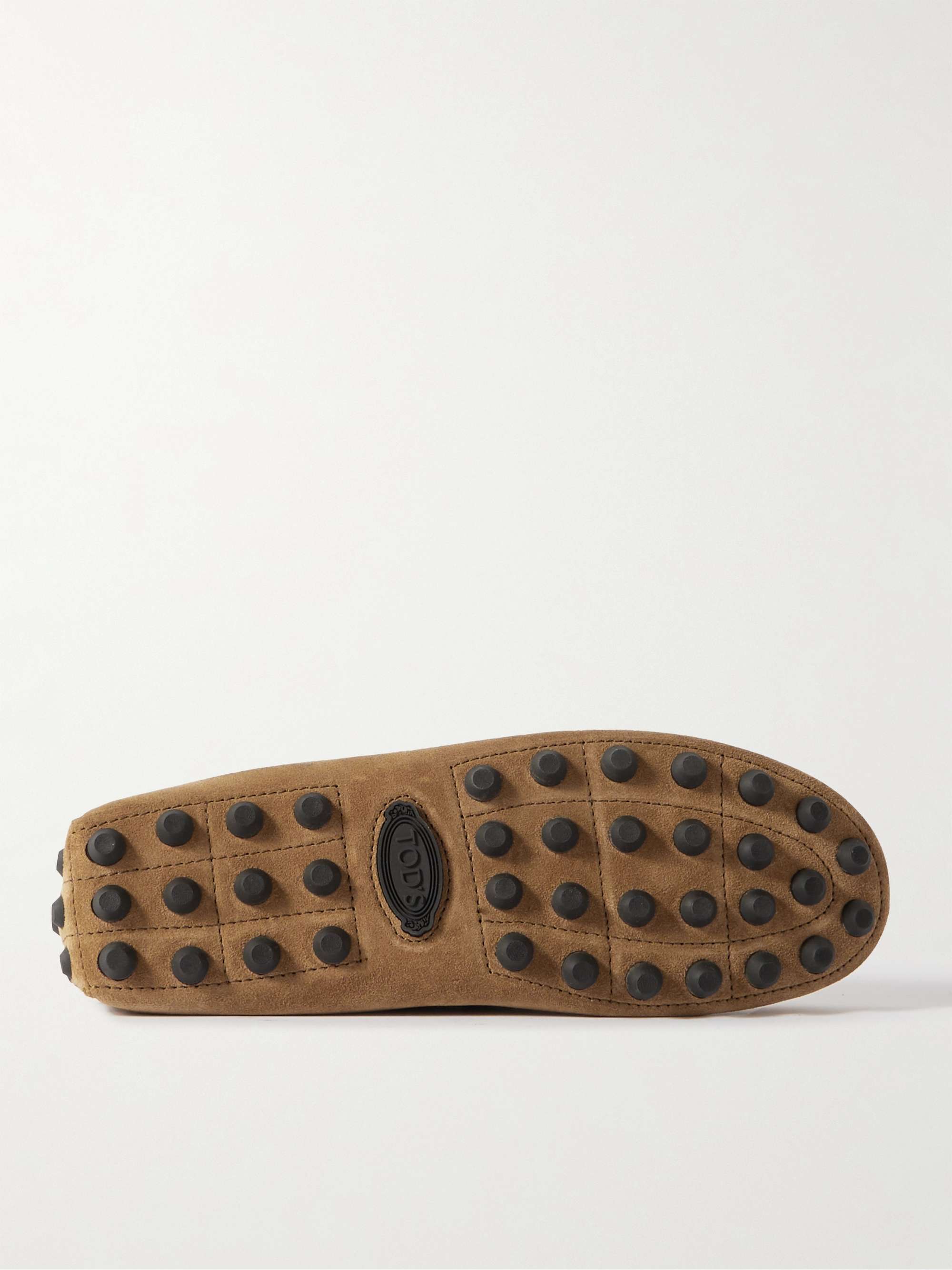 TOD'S Gommino Shearling-Trimmed Suede Driving Shoes