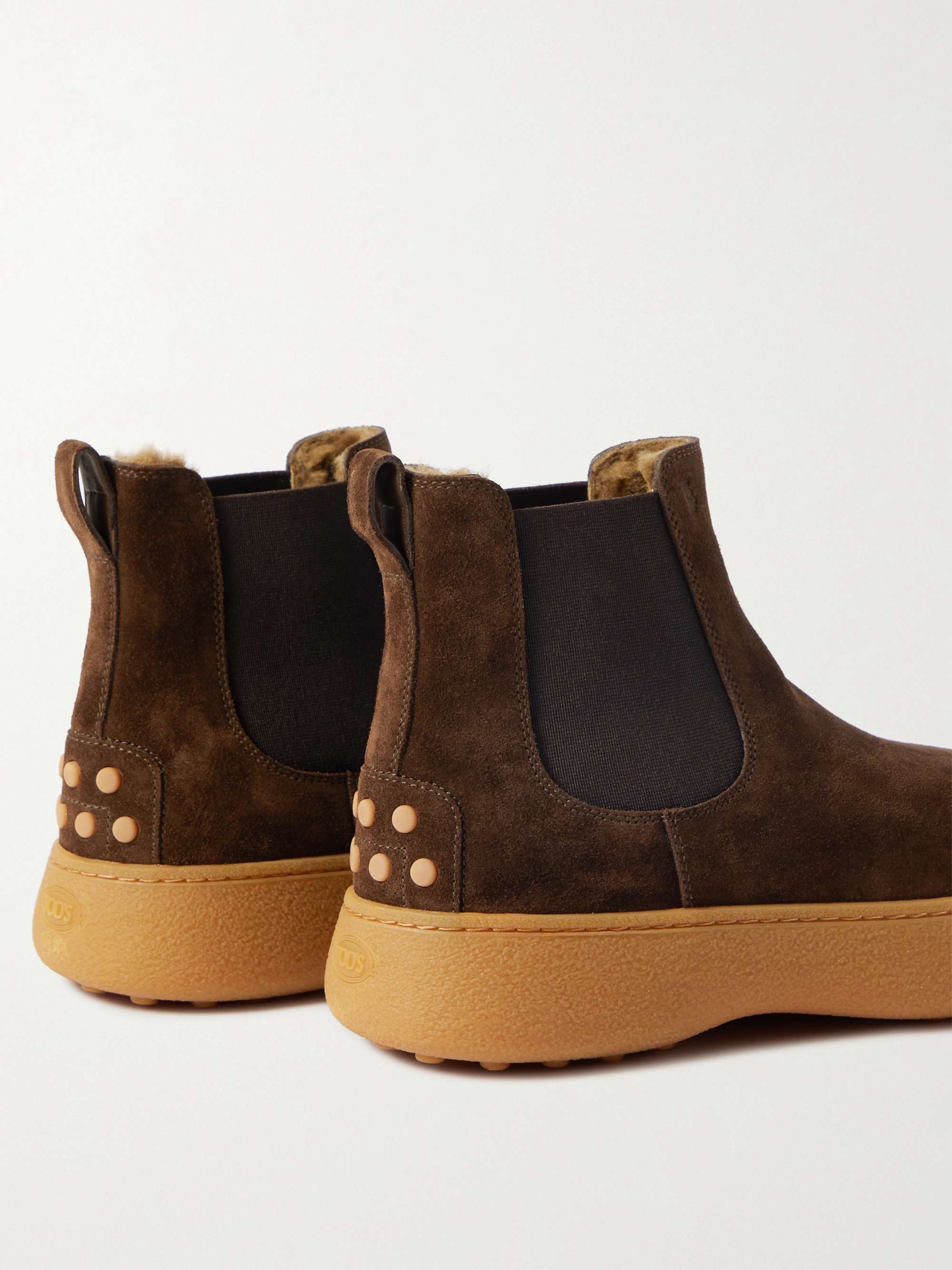 TOD'S Shearling-Lined Suede Chelsea Boots