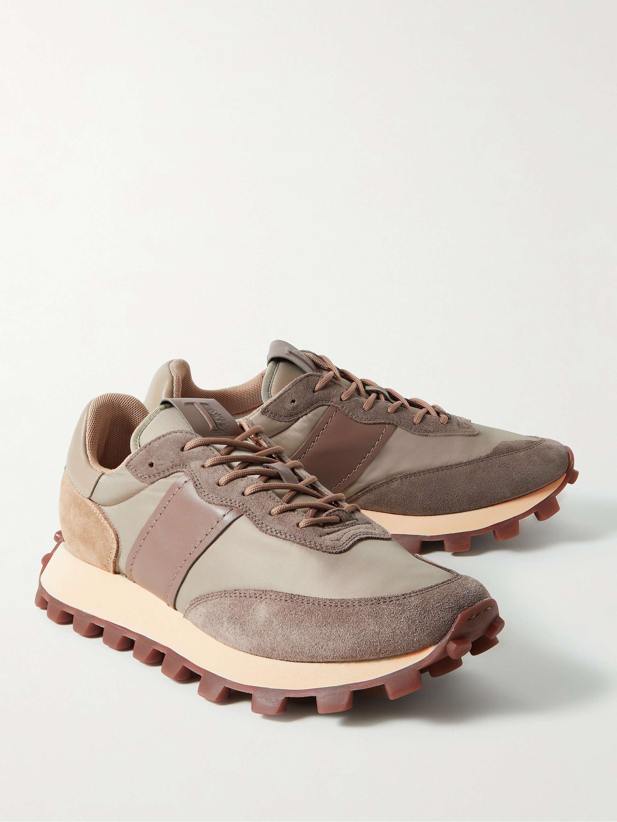 TOD'S 1T Suede and Leather-Trimmed Shell Sneakers