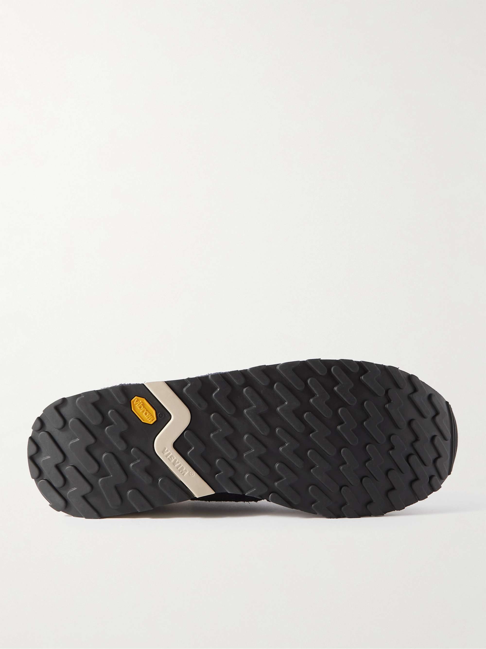 VISVIM Roland Leather-Trimmed Embroidered Suede and Mesh Sneakers