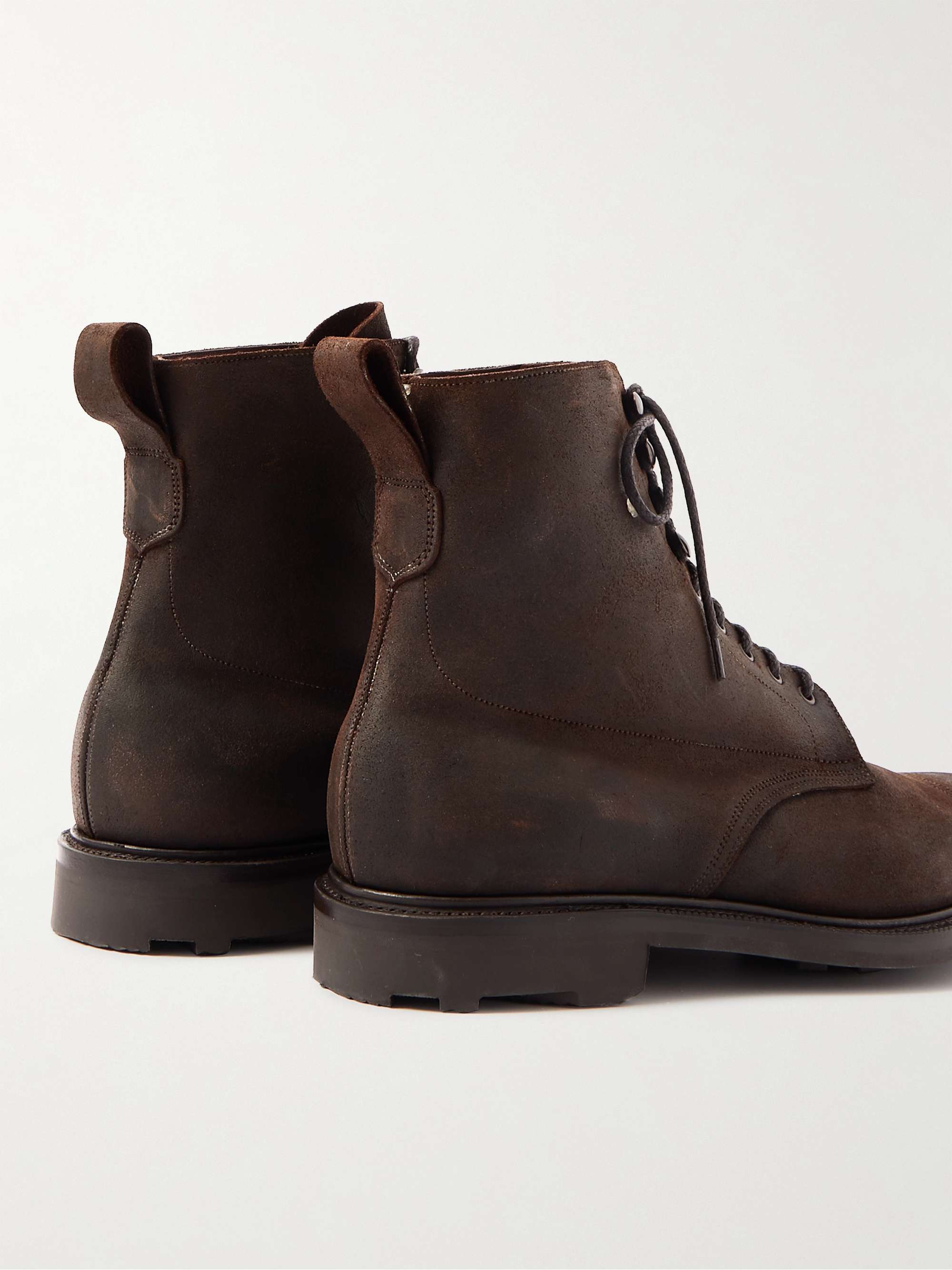 EDWARD GREEN Ambleside Waxed-Suede Lace-Up Boots