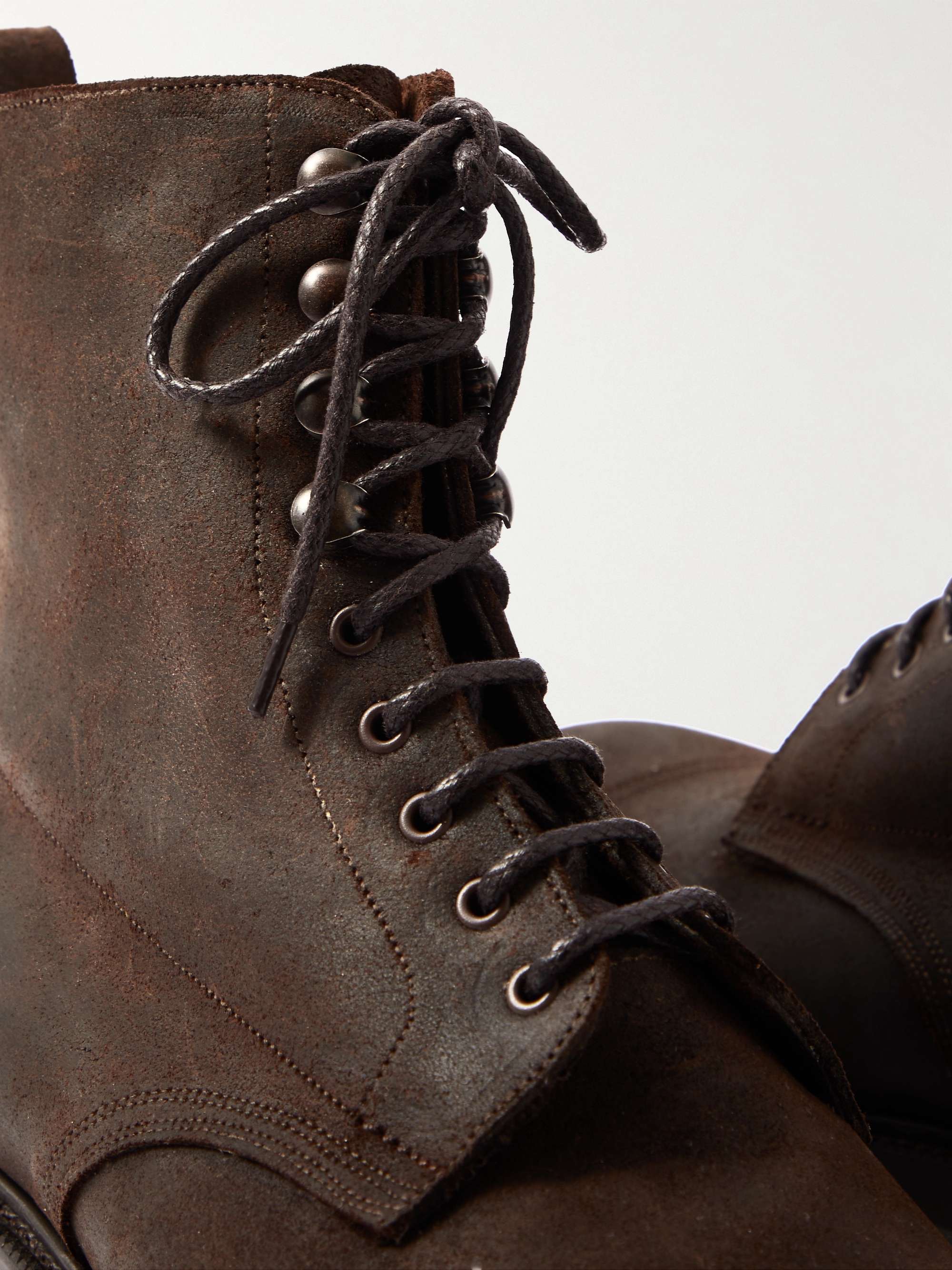 EDWARD GREEN Ambleside Waxed-Suede Lace-Up Boots