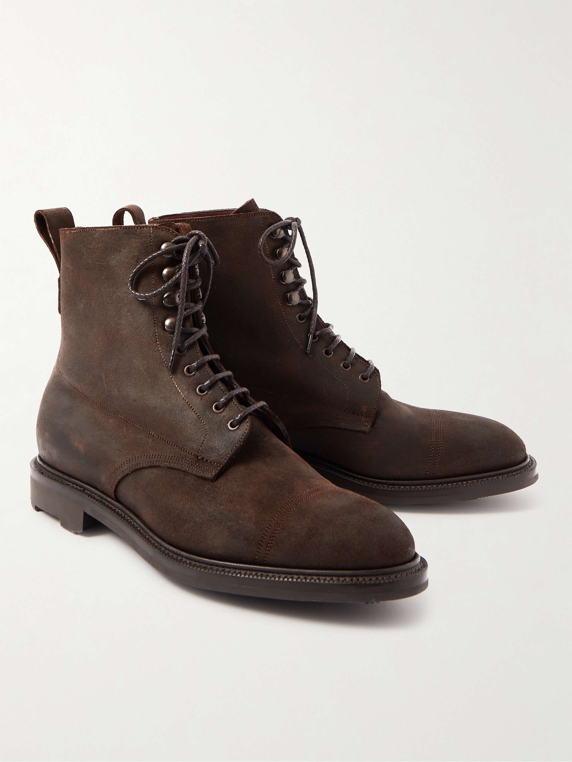 EDWARD GREEN Ambleside Waxed-Suede Lace-Up Boots