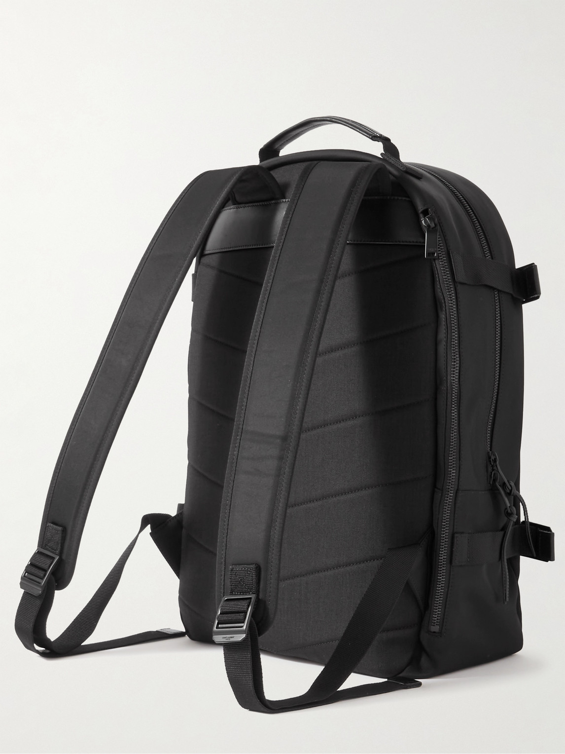 Shop Saint Laurent City Trekking Leather-trimmed Shell Backpack In Black