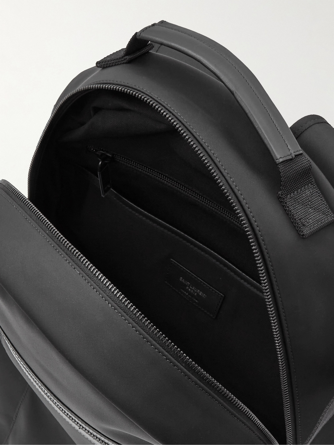 Shop Saint Laurent City Trekking Leather-trimmed Shell Backpack In Black