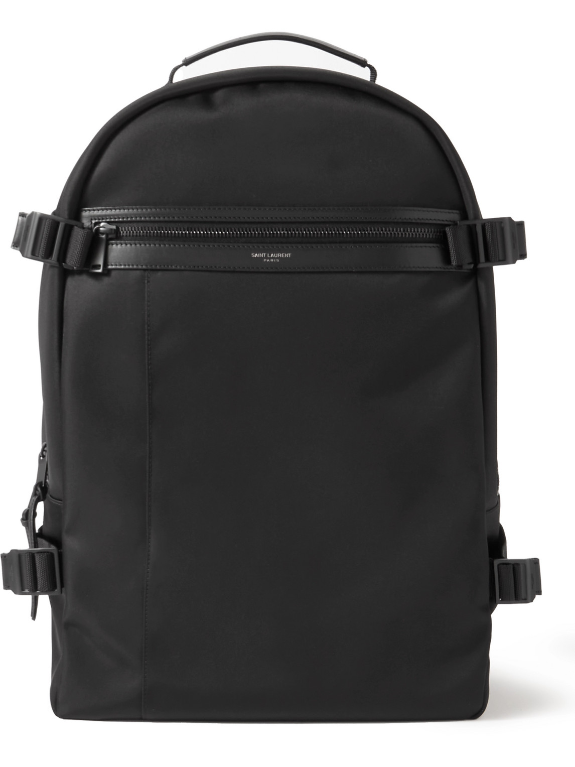 Saint Laurent City Trekking Leather-trimmed Shell Backpack In Black