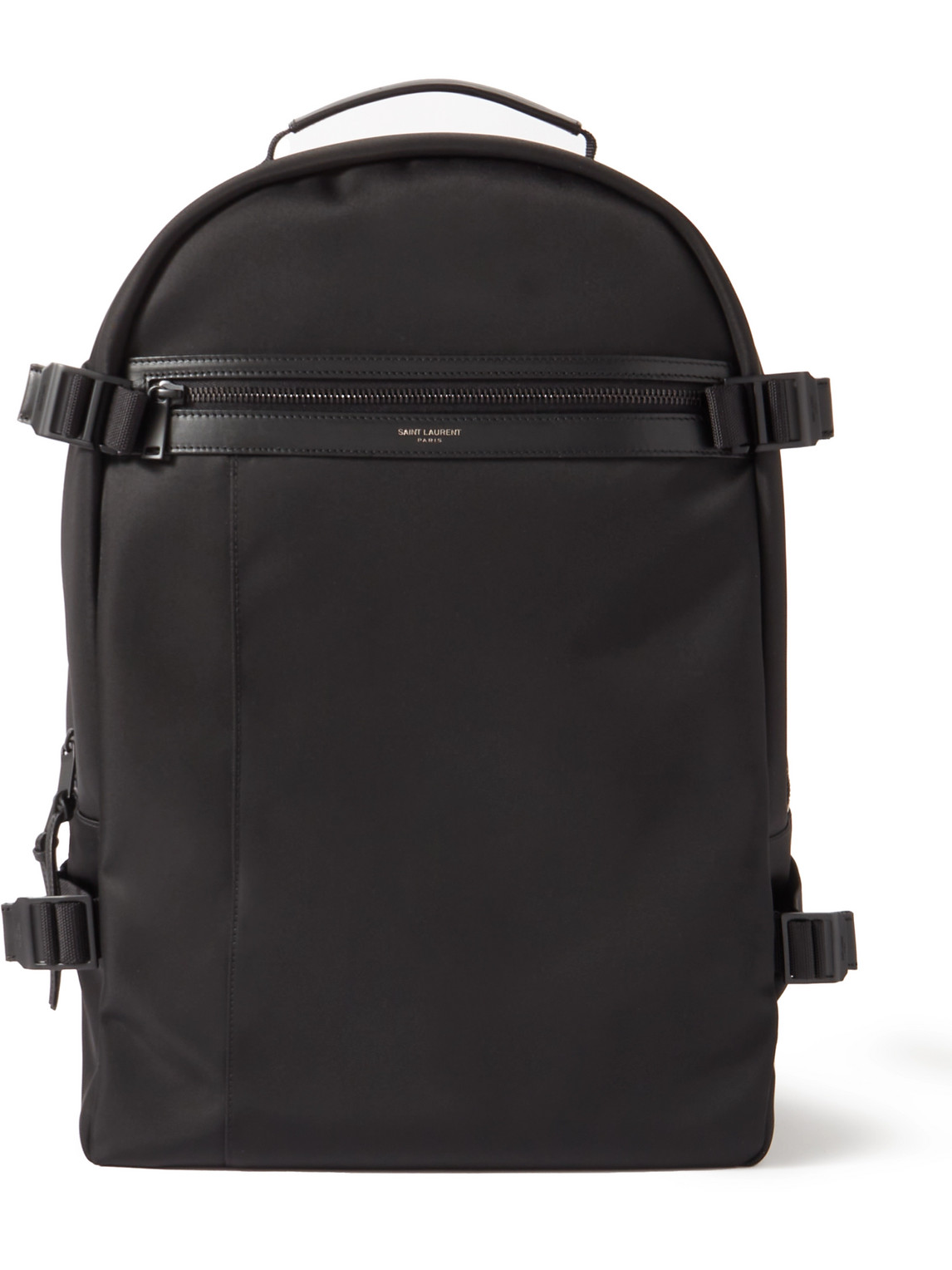 Saint Laurent City Trekking Leather-trimmed Shell Backpack In Black