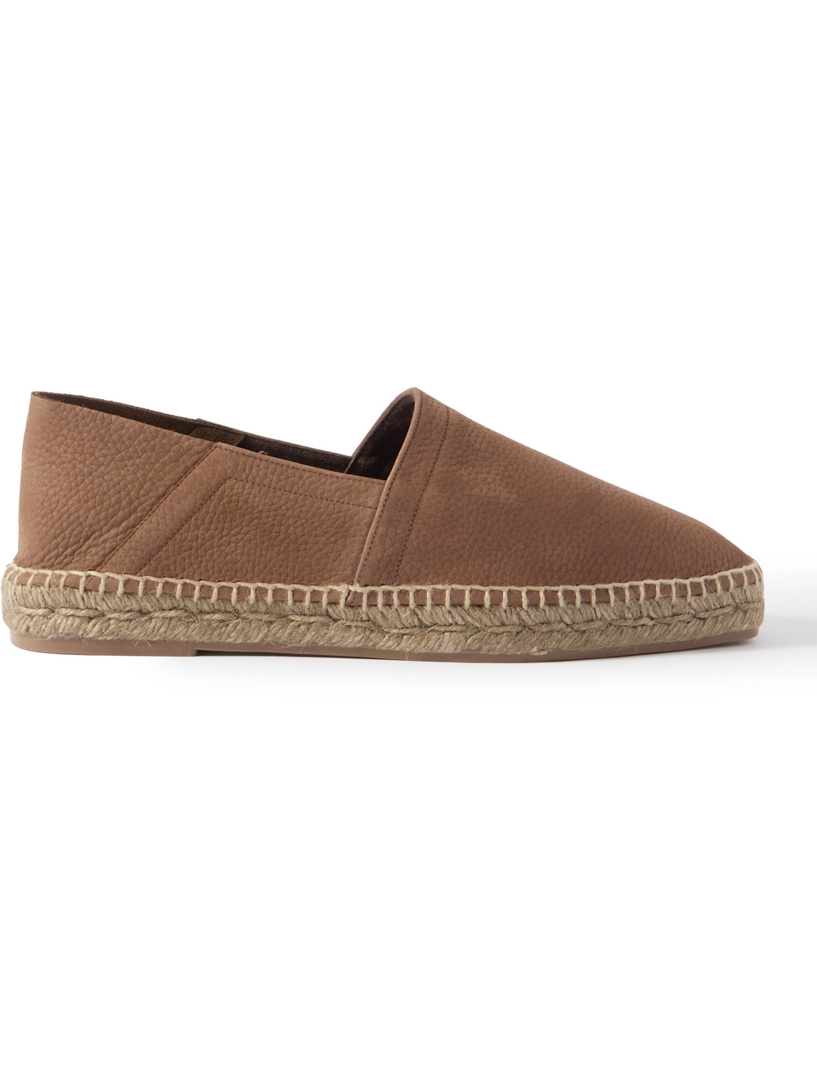 Tom Ford Barnes Textured-leather Espadrilles In Brown