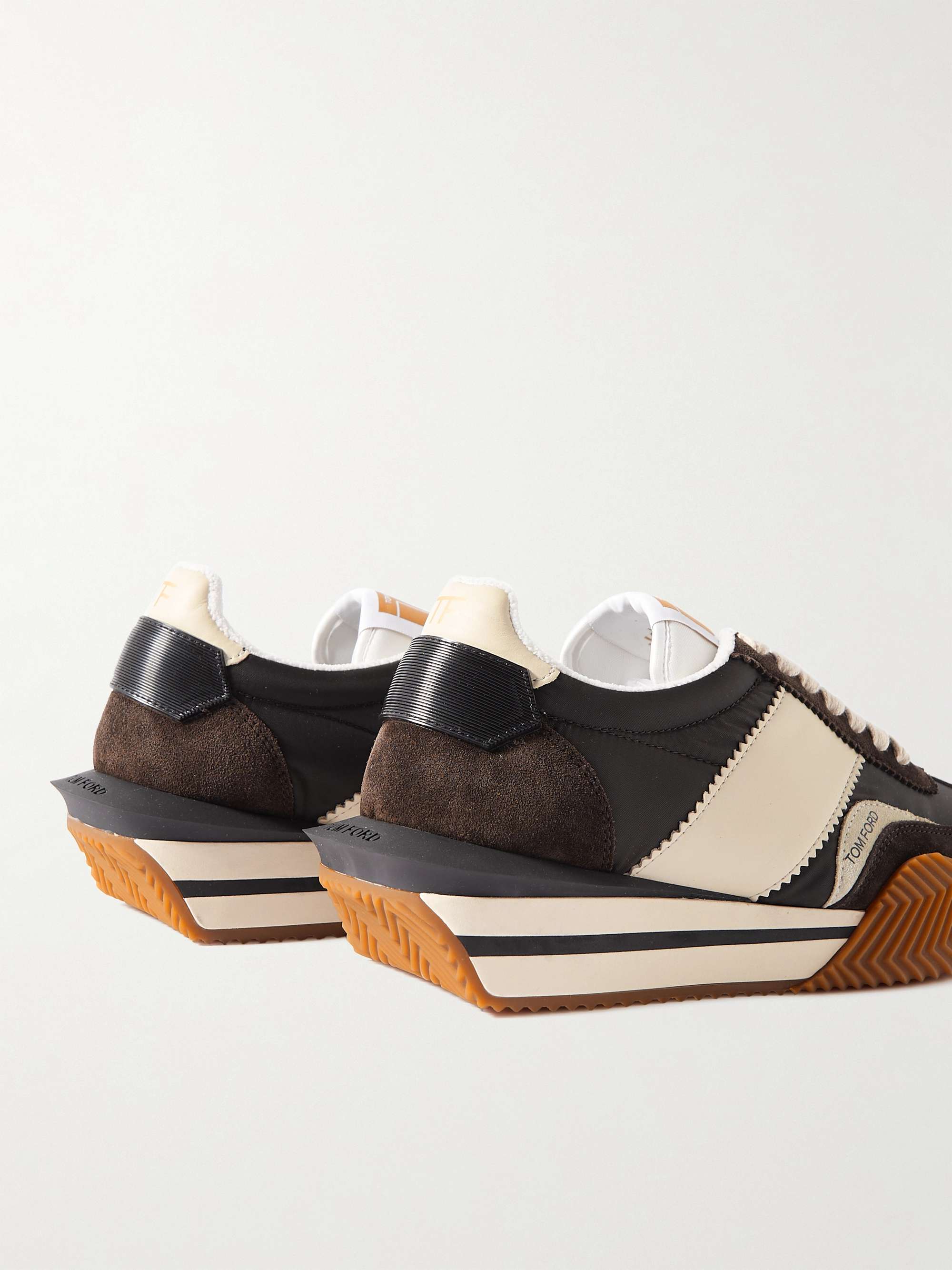 TOM FORD James Rubber-Trimmed Leather, Suede and Nylon Sneakers