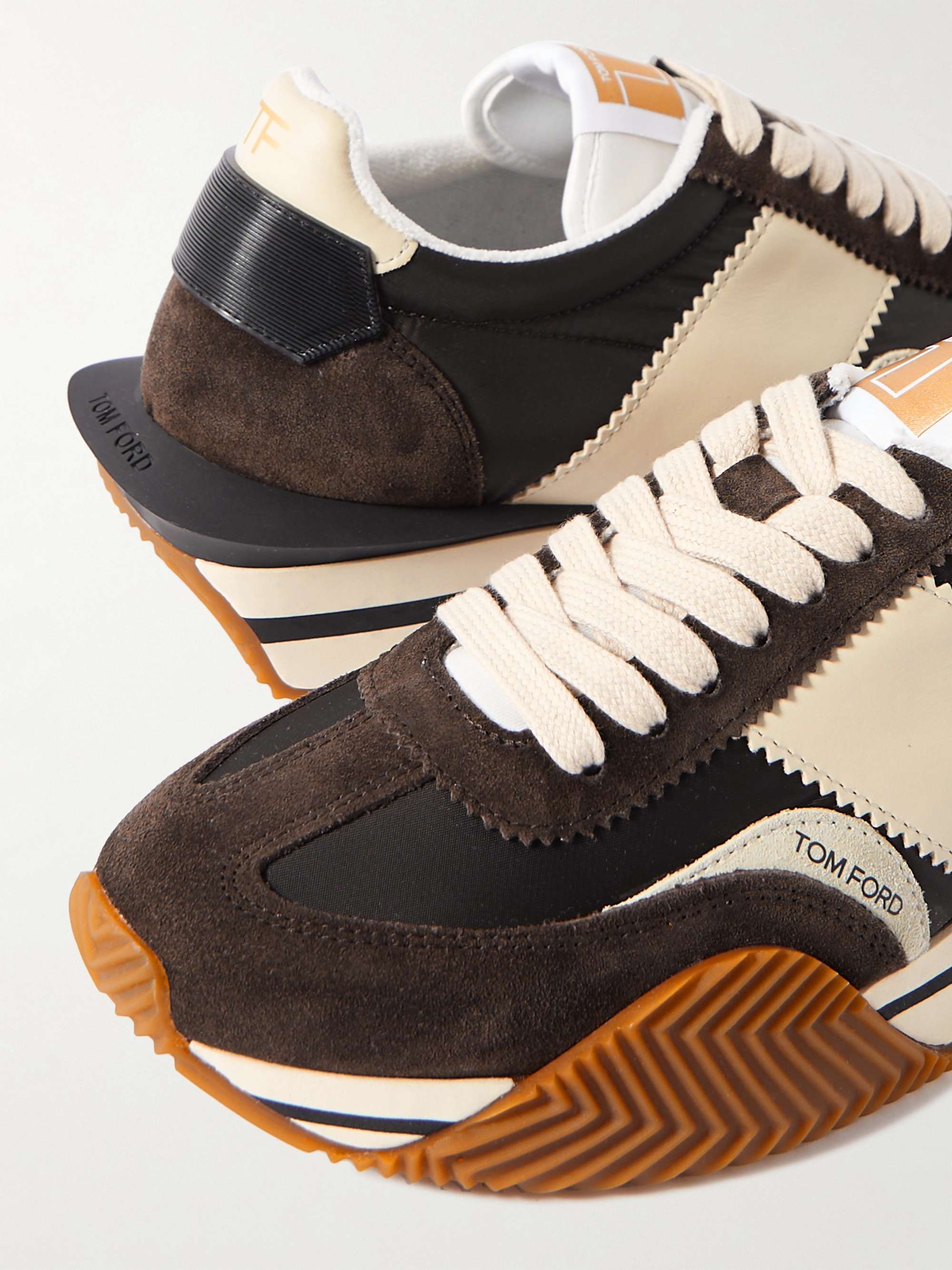 TOM FORD James Rubber-Trimmed Leather, Suede and Nylon Sneakers