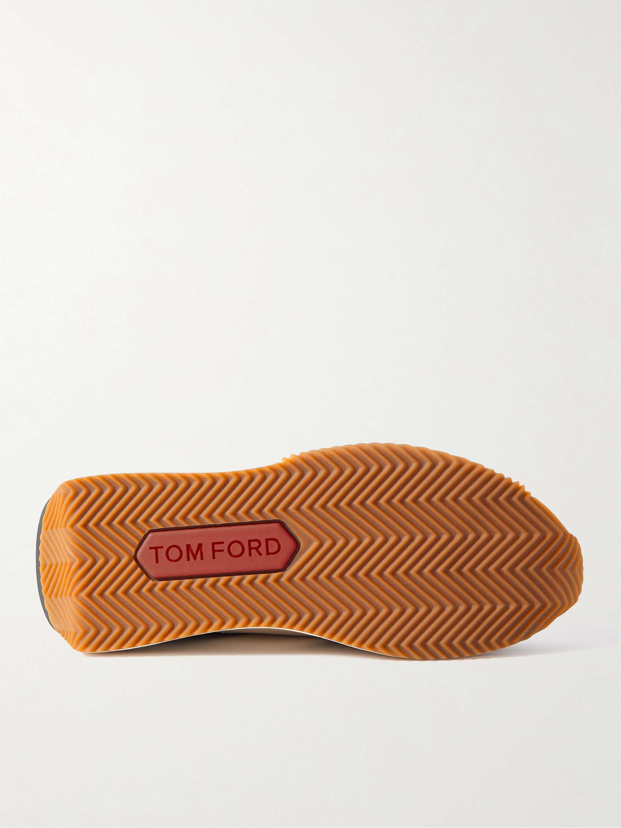 TOM FORD James Rubber-Trimmed Leather, Suede and Nylon Sneakers
