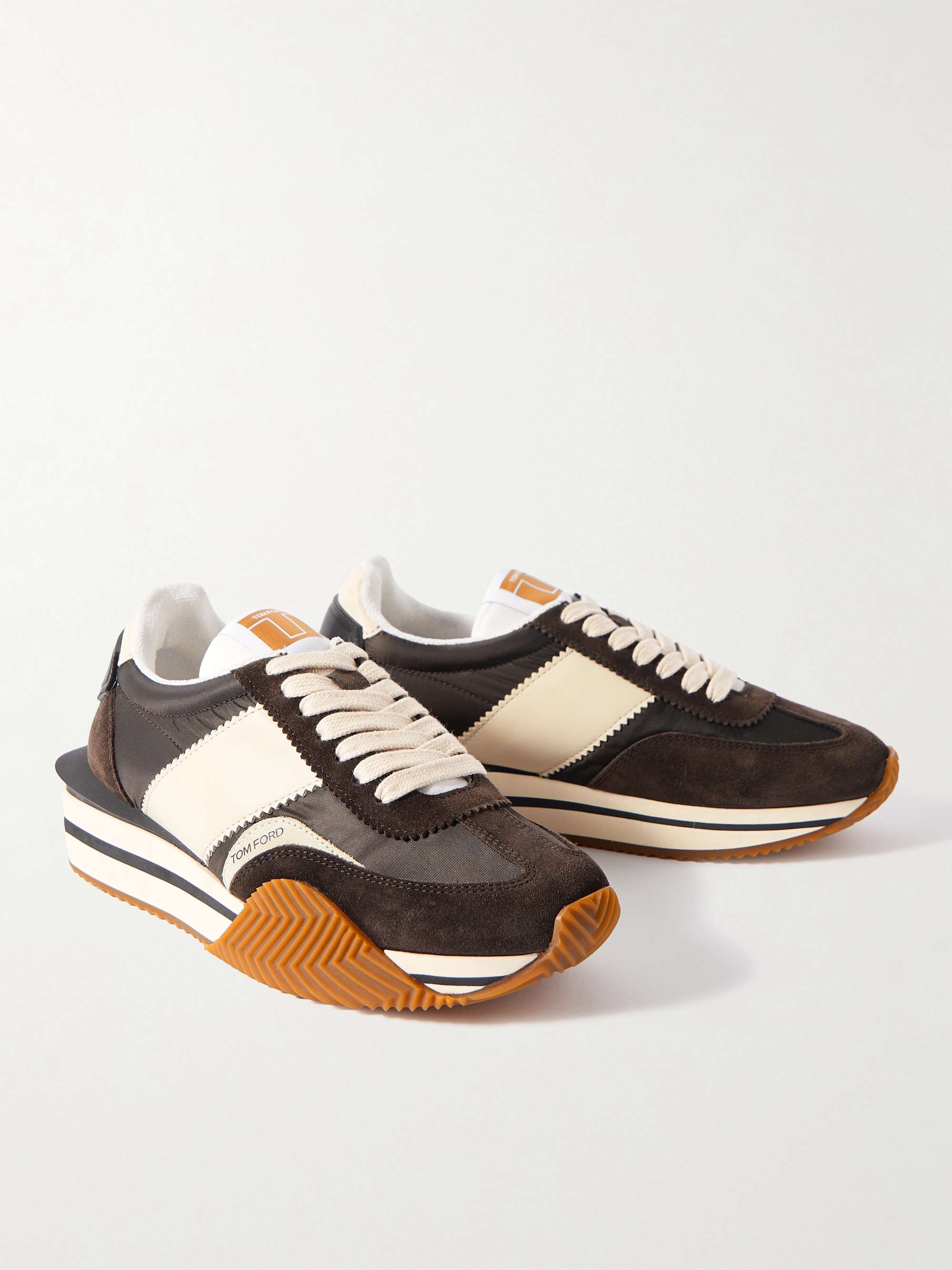 TOM FORD James Rubber-Trimmed Leather, Suede and Nylon Sneakers