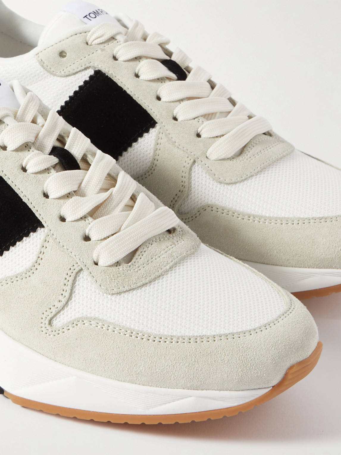 Shop Tom Ford Jagga Suede And Mesh Sneakers In White