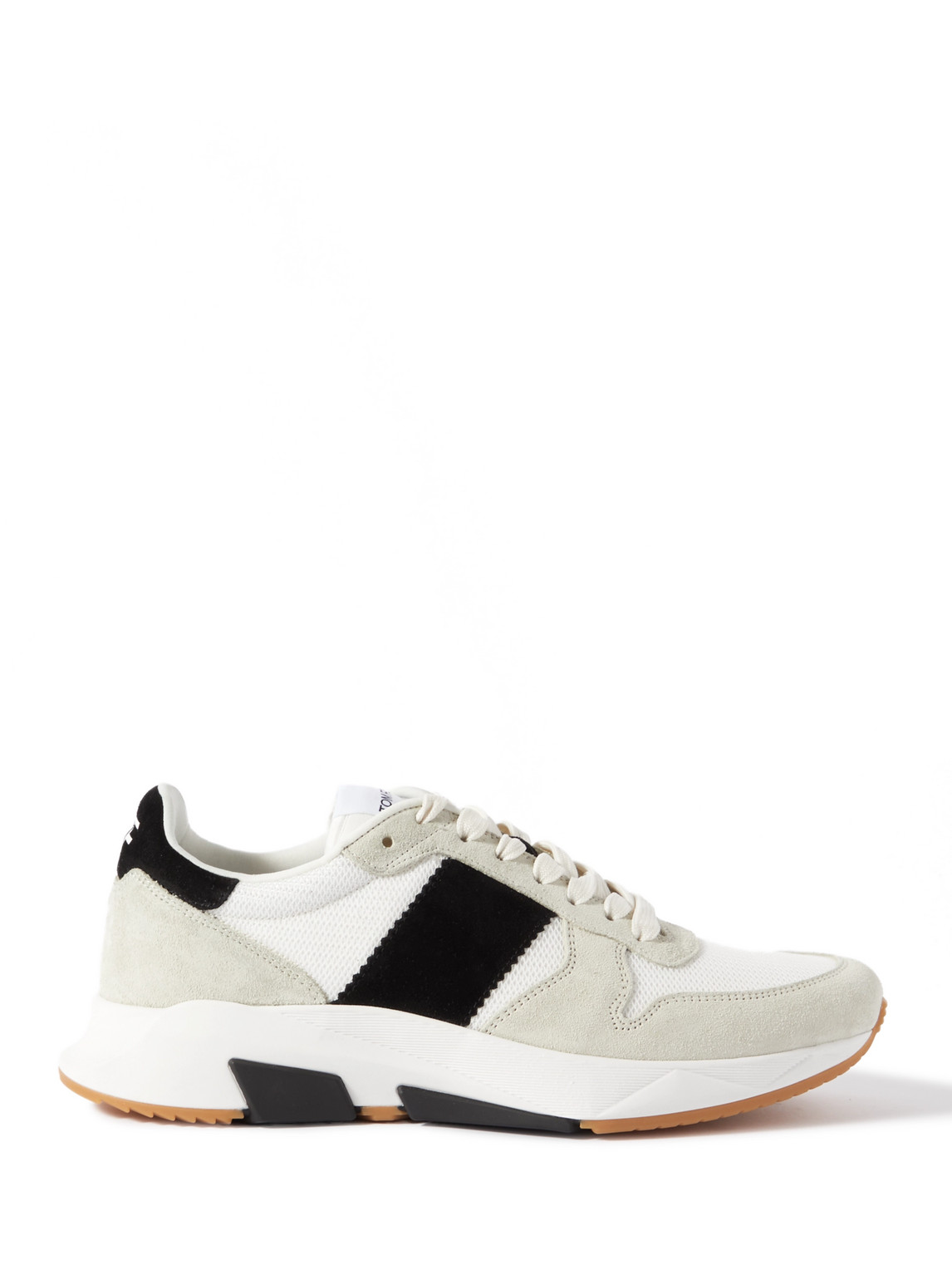 Shop Tom Ford Jagga Suede And Mesh Sneakers In White