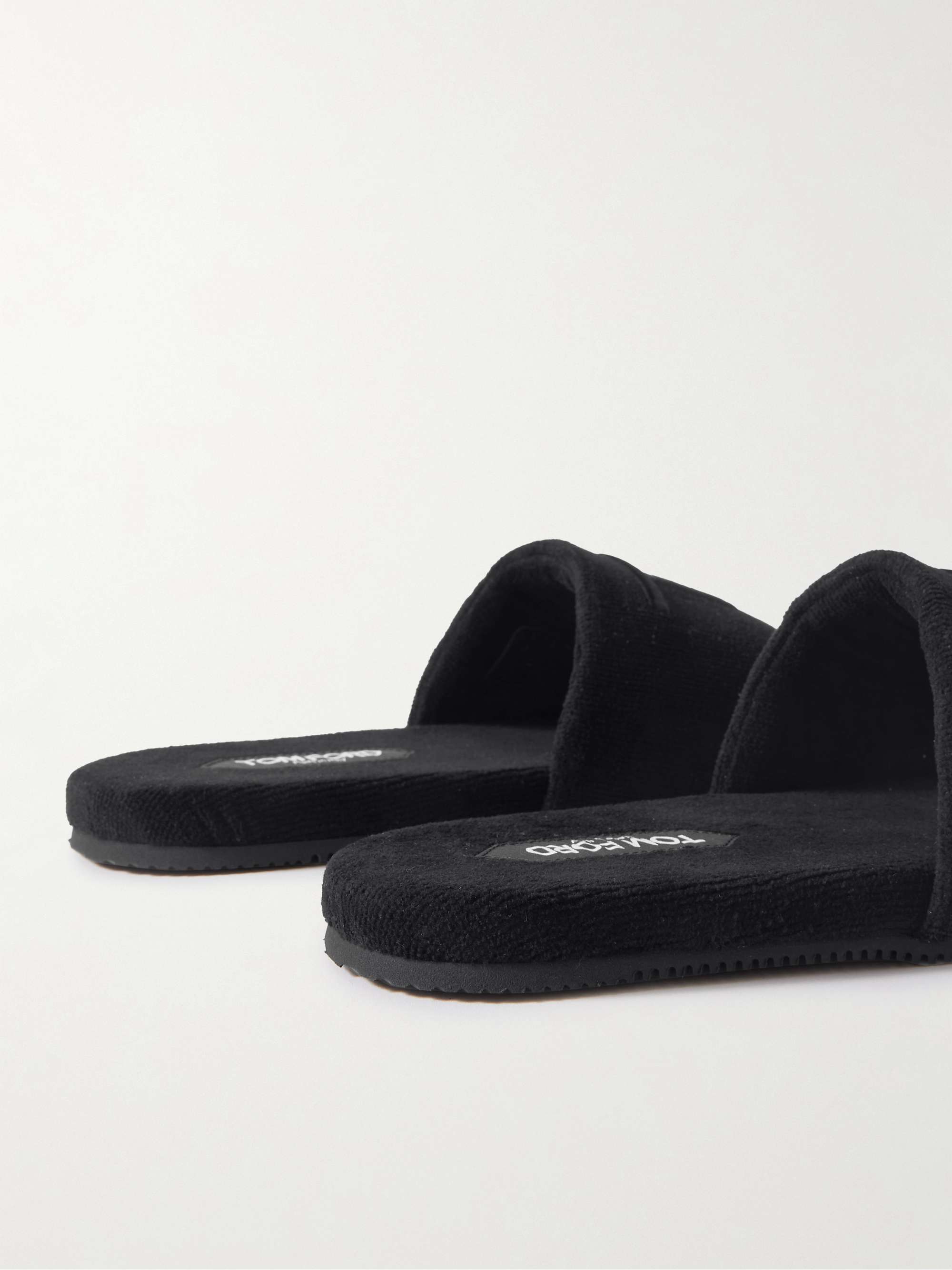 TOM FORD Harrison Logo-Embroidered Zebra-Print Terry Sandals