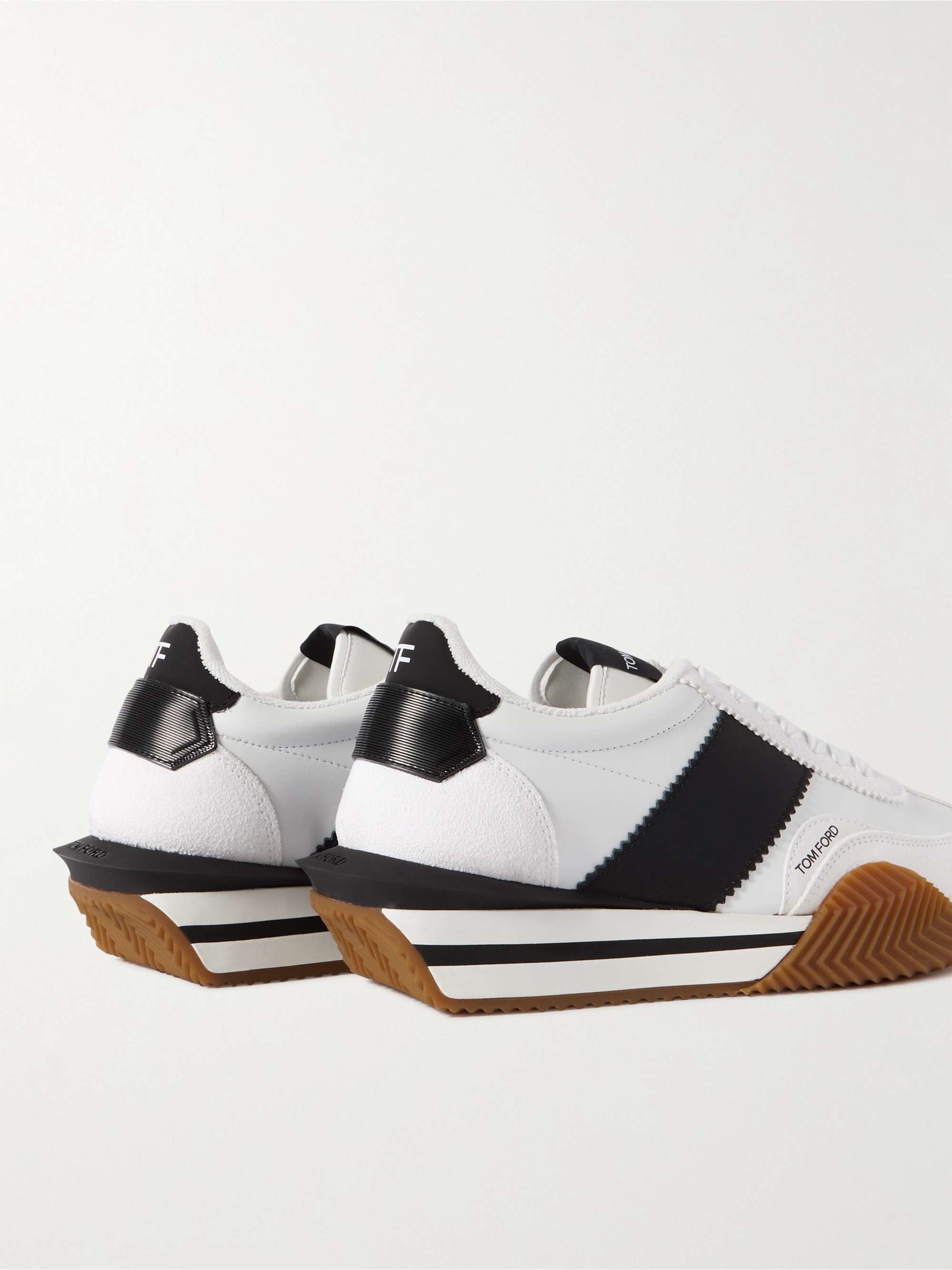 TOM FORD James Rubber-Trimmed Leather and Suede Sneakers