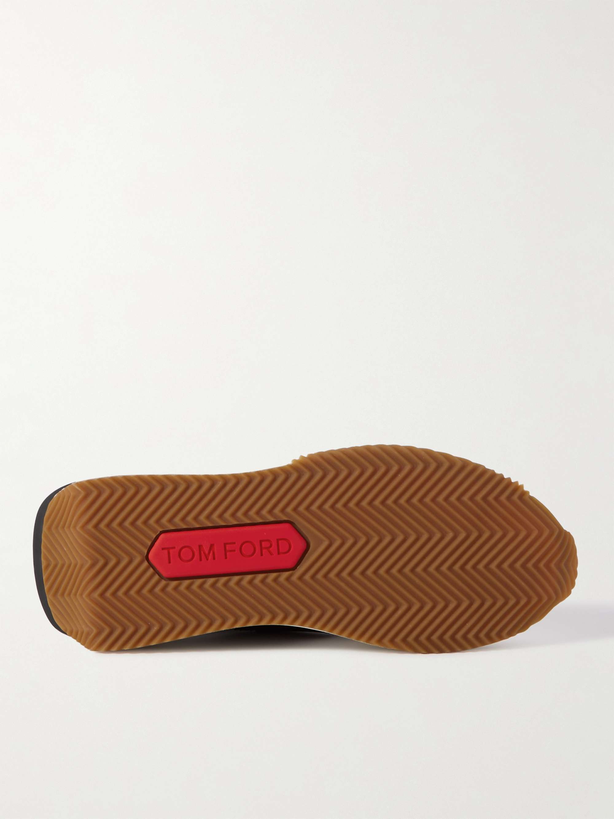 TOM FORD James Rubber-Trimmed Leather and Suede Sneakers