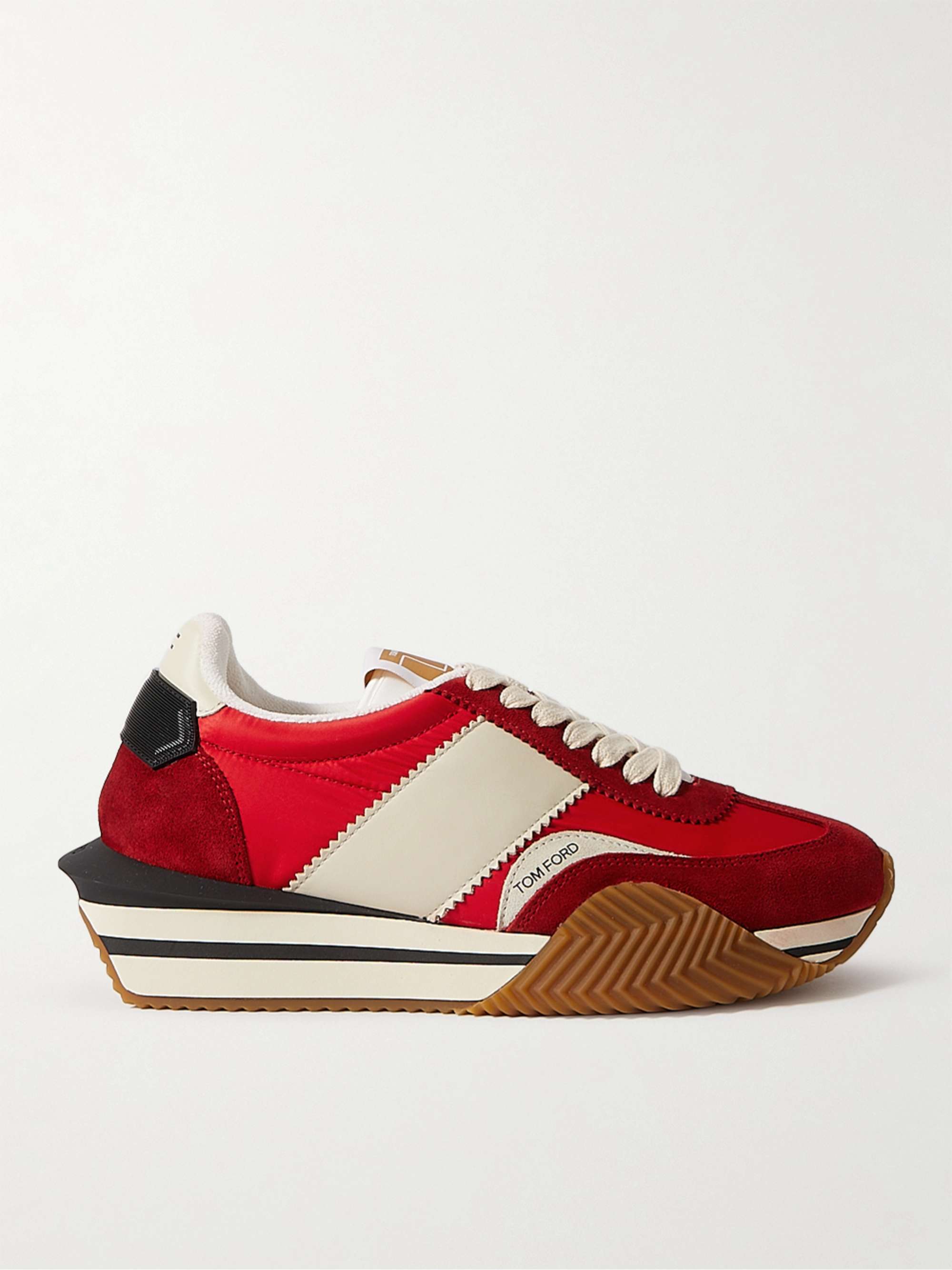 Red James Leather-Trimmed Nylon and Suede Sneakers | TOM FORD | MR PORTER