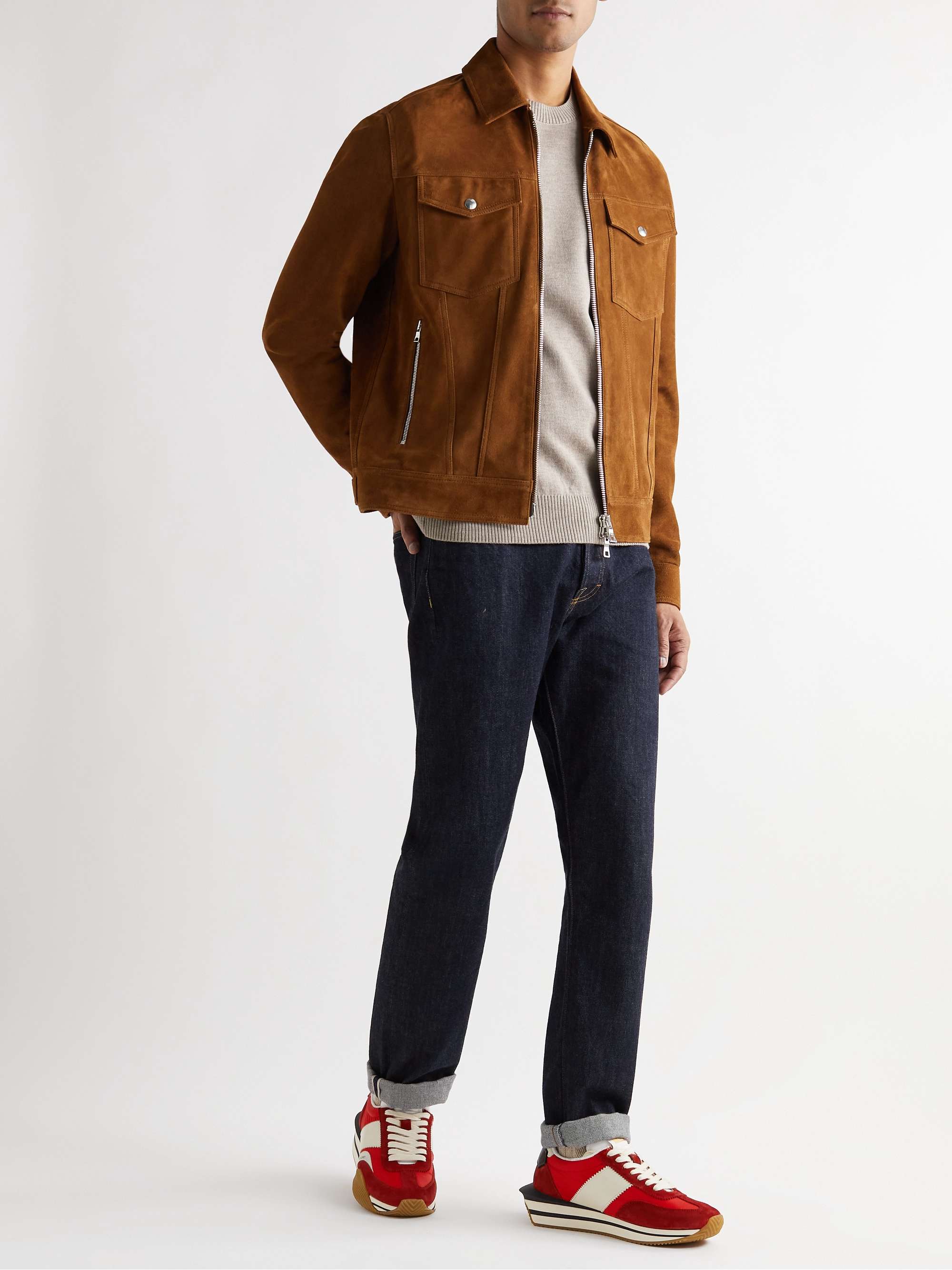 TOM FORD James Leather-Trimmed Nylon and Suede Sneakers