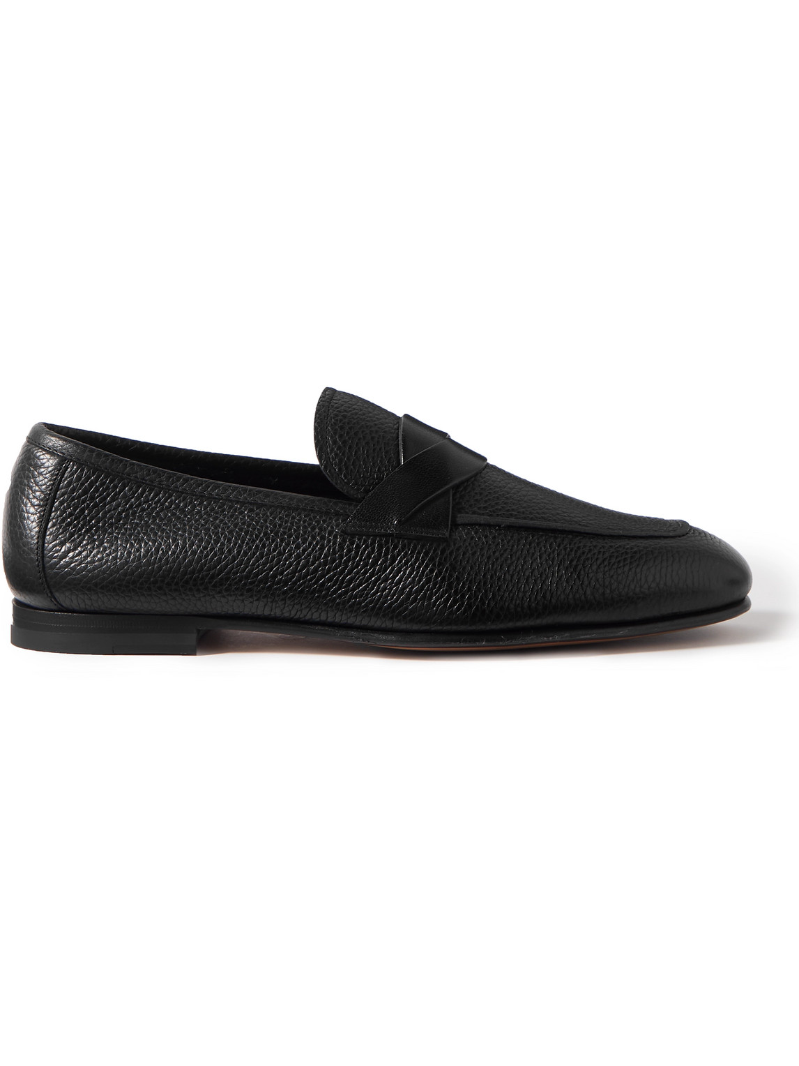 Shop Tom Ford Sean Full-grain Leather Loafers In Black