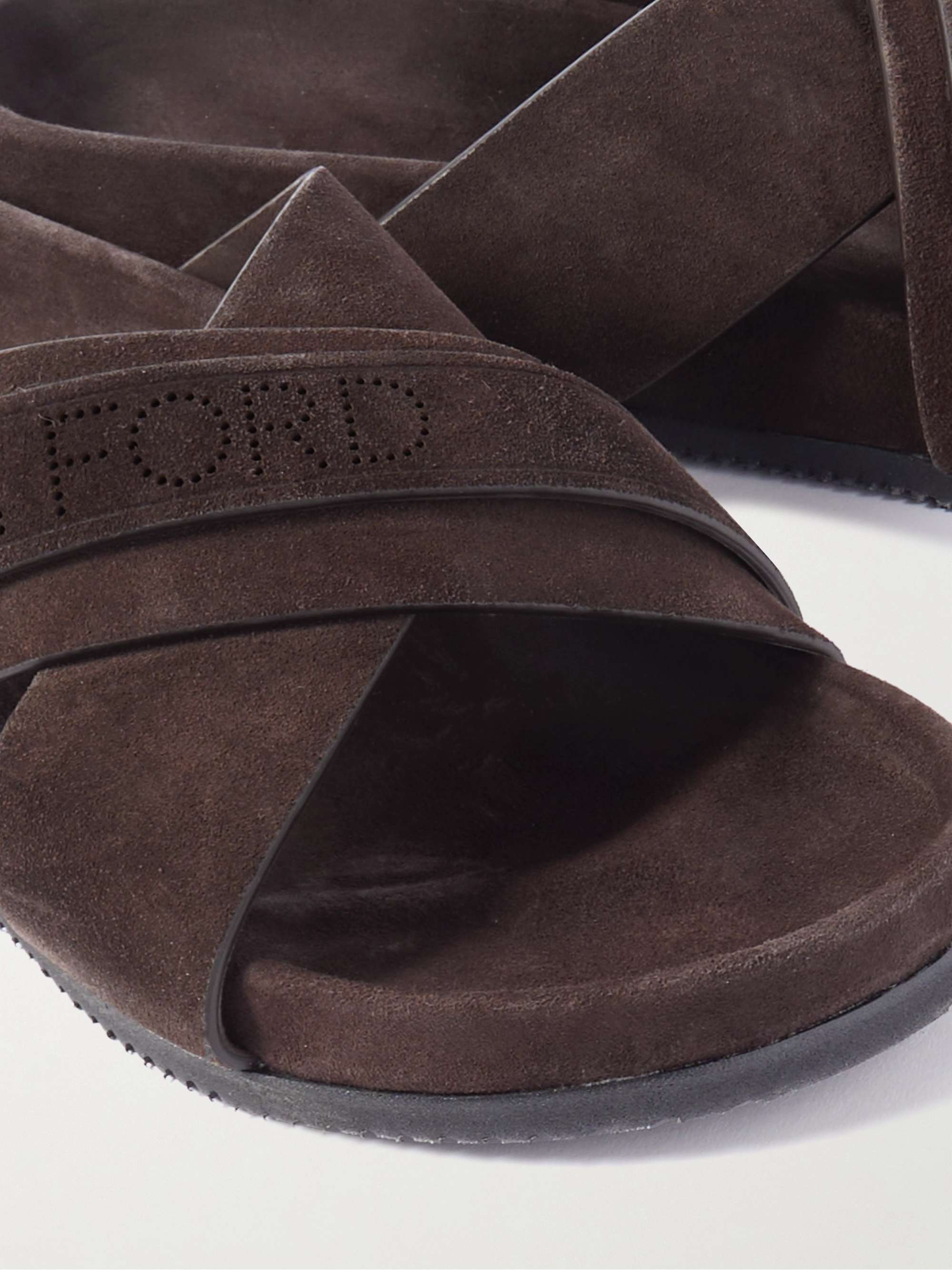 TOM FORD Wicklow Perforated Suede Slides