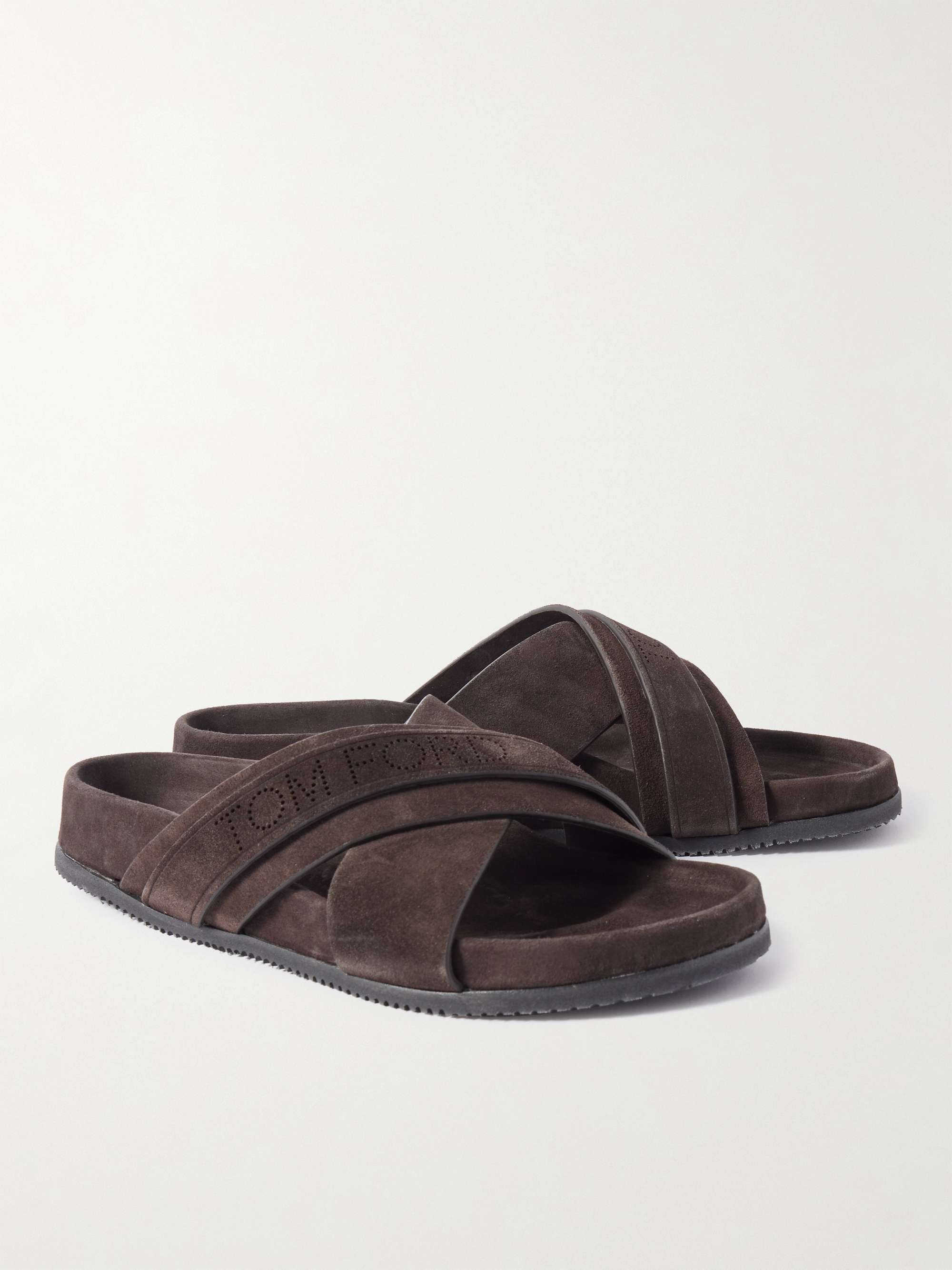 TOM FORD Wicklow Perforated Suede Slides
