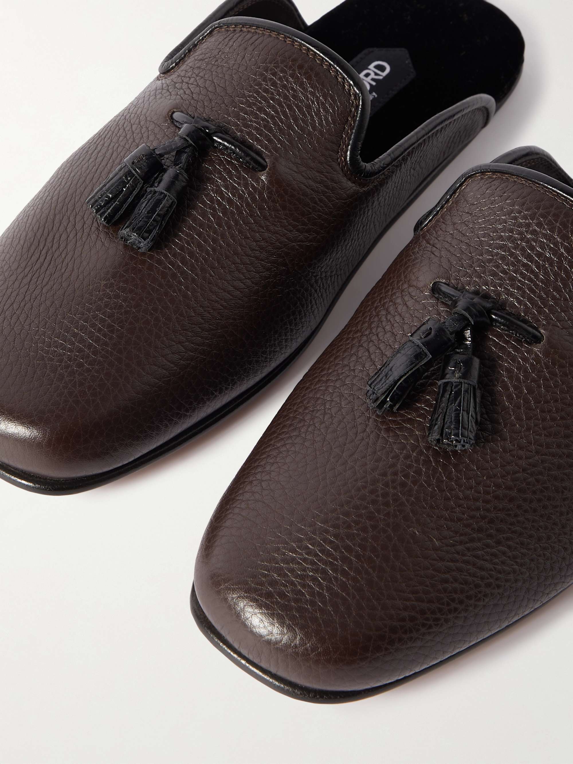 TOM FORD Winston Full-Grain Leather Tasselled Slippers