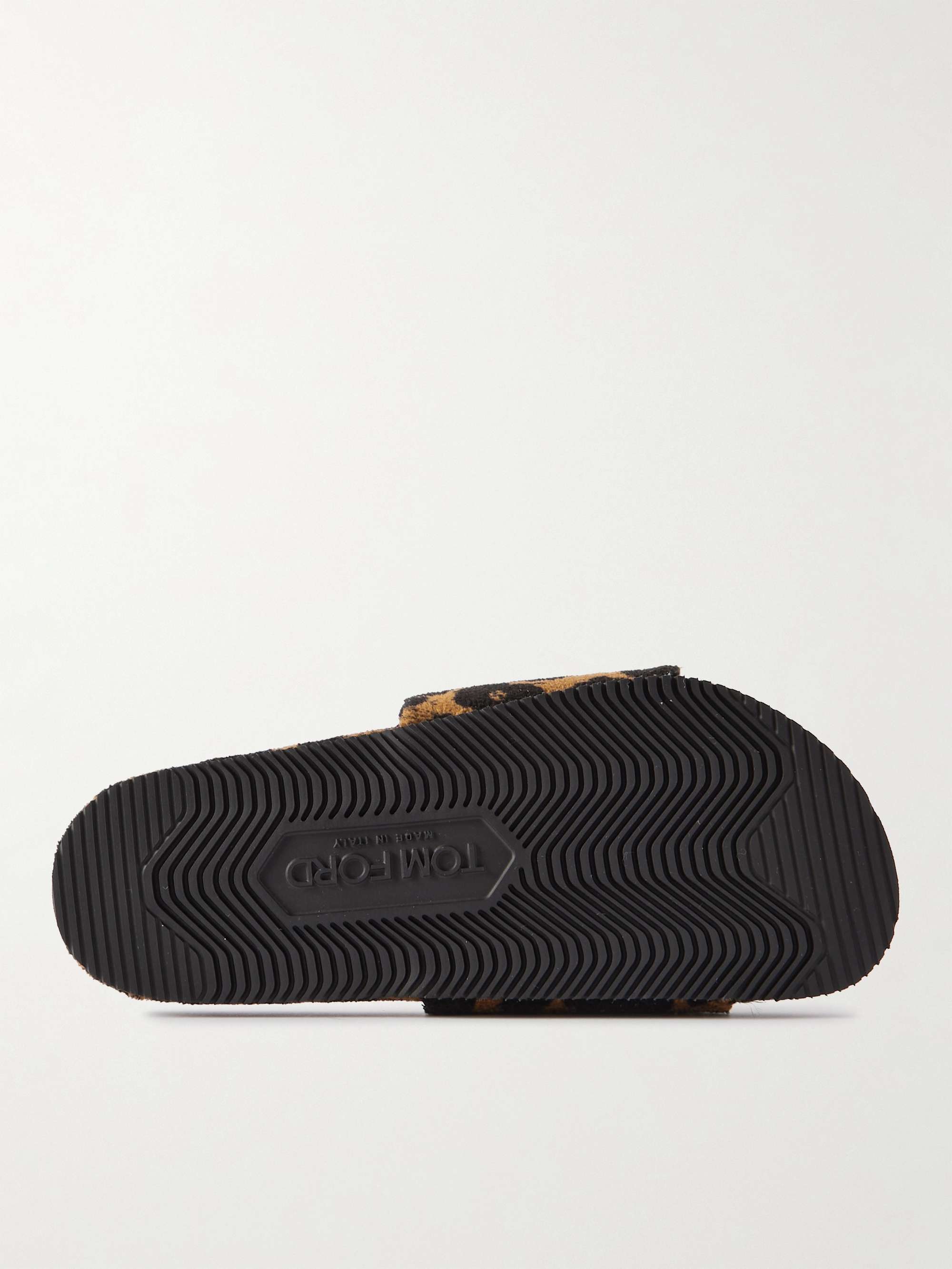TOM FORD Harrison Logo-Embroidered Zebra-Print Terry Sandals