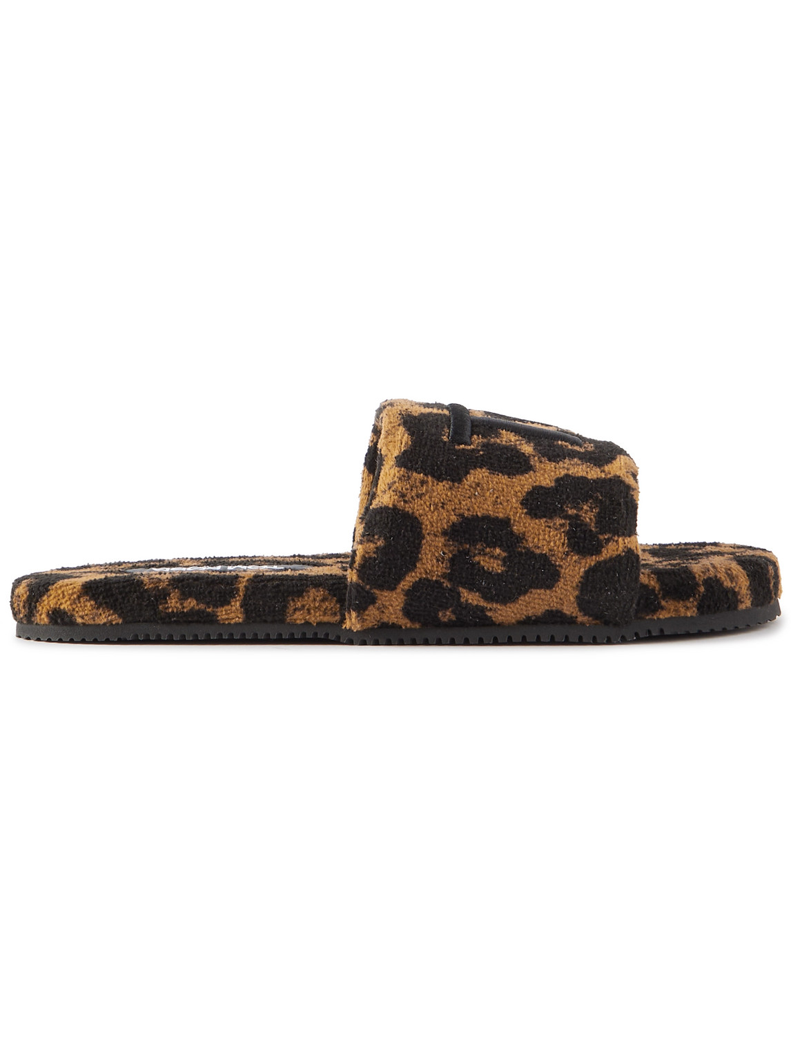 TOM FORD HARRISON LOGO-EMBROIDERED LEOPARD-PRINT TERRY SANDALS