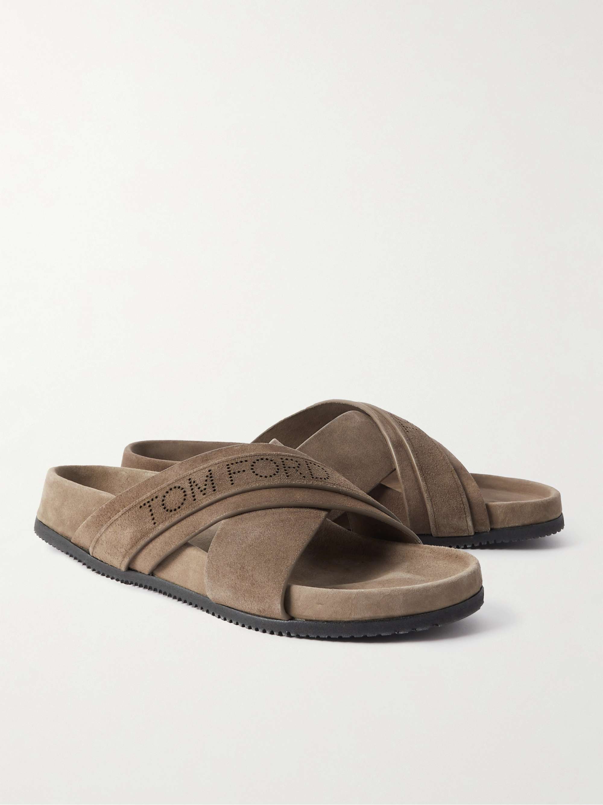TOM FORD Wicklow Perforated Suede Slides
