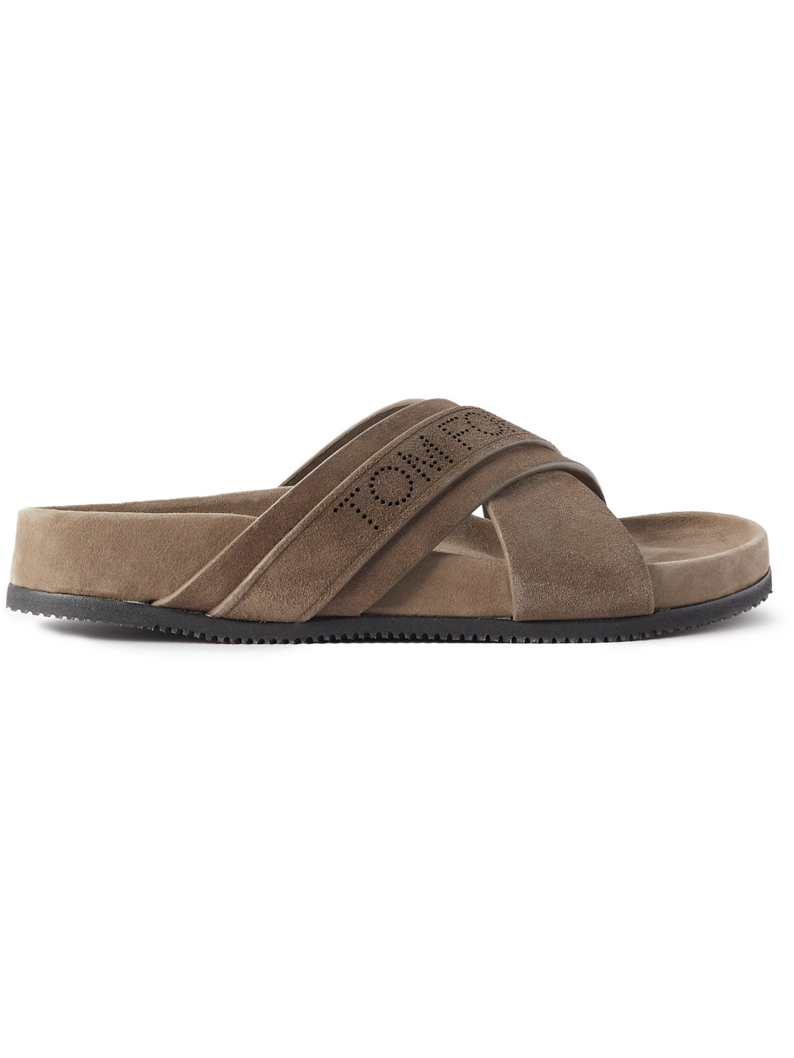 TOM FORD WICKLOW PERFORATED SUEDE SLIDES