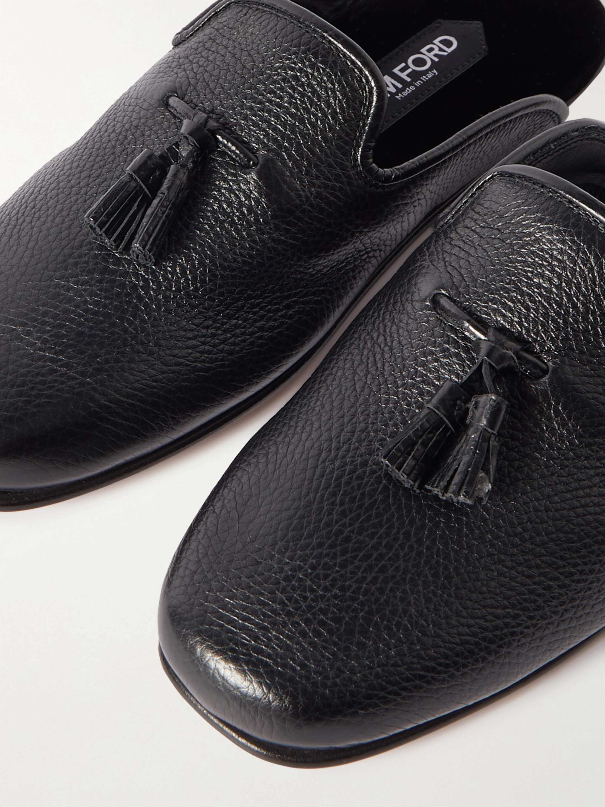 TOM FORD Winston Full-Grain Leather Tasselled Slippers