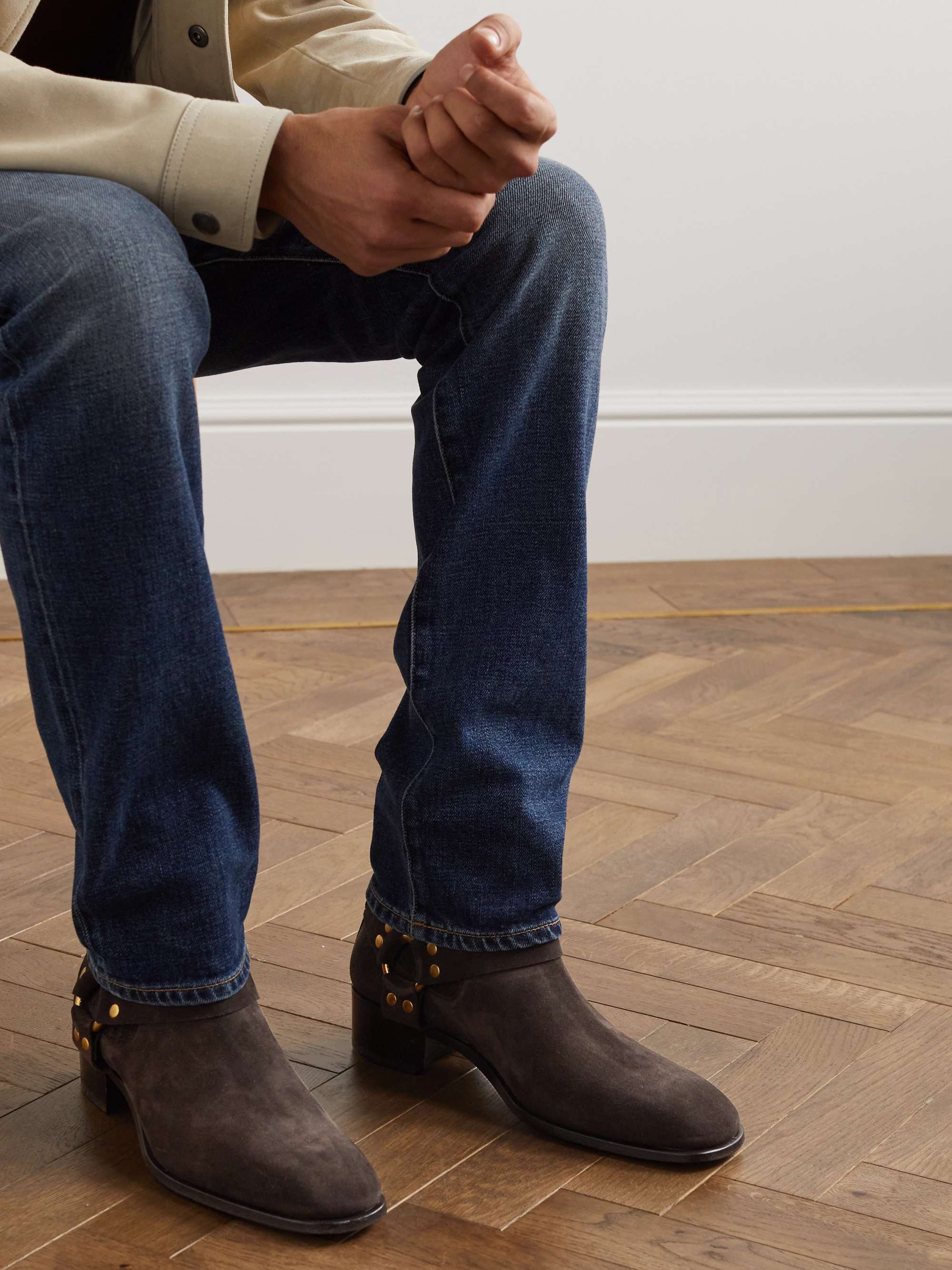 TOM FORD Rupert Embellished Suede Chelsea Boots