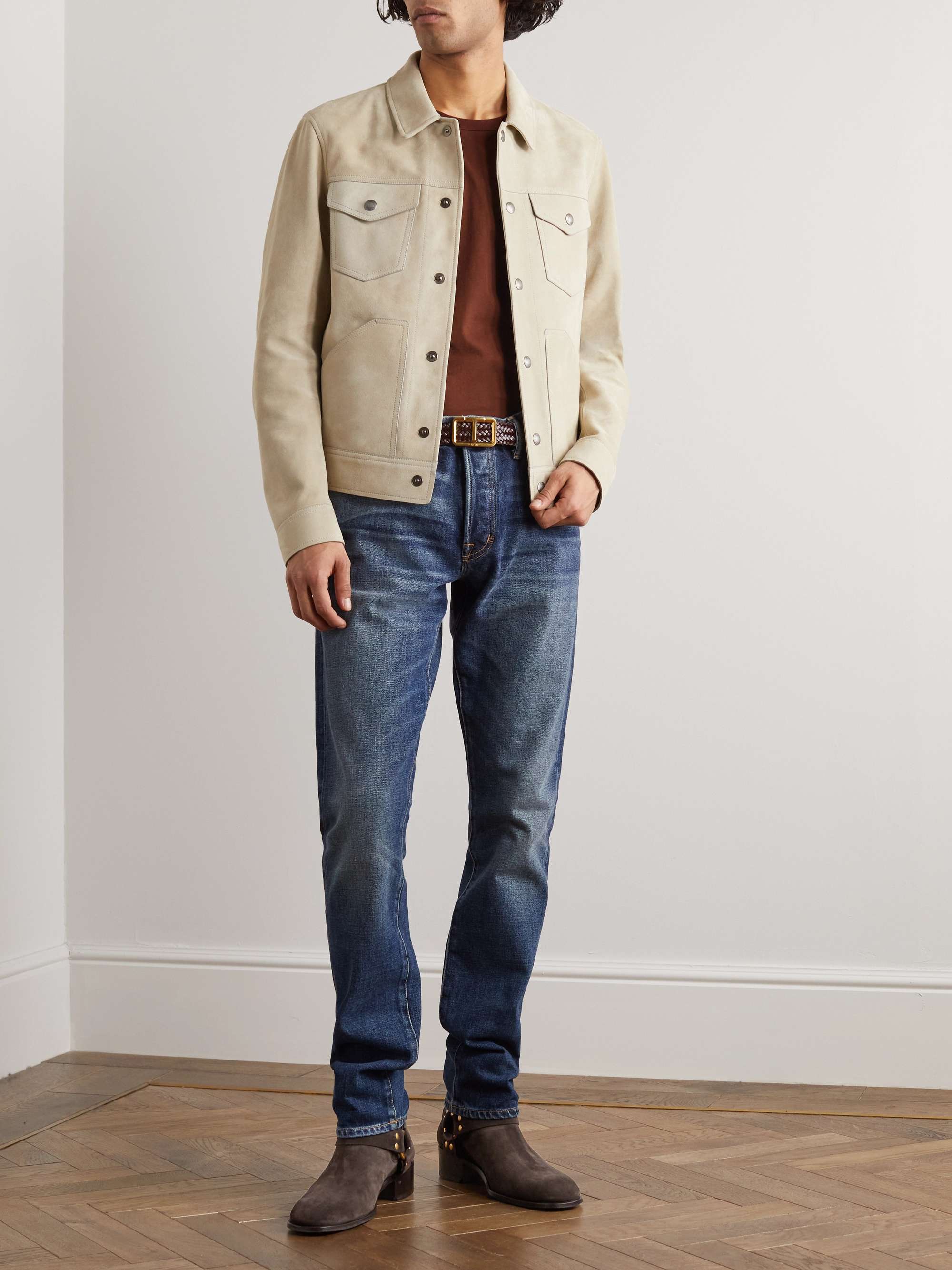 TOM FORD Rupert Embellished Suede Chelsea Boots