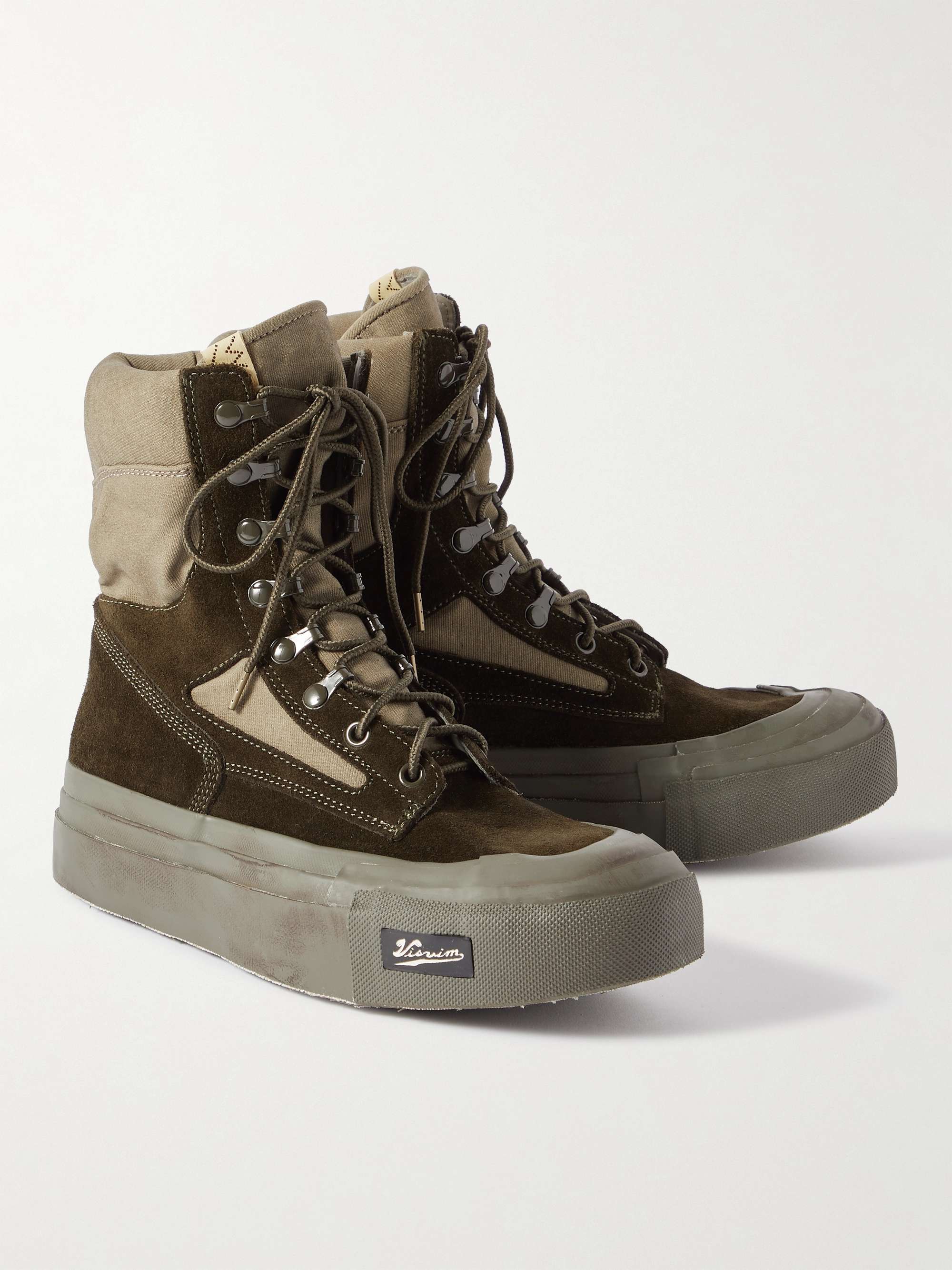 VISVIM Tesota '91 Folk Suede and Cotton-Canvas Boots