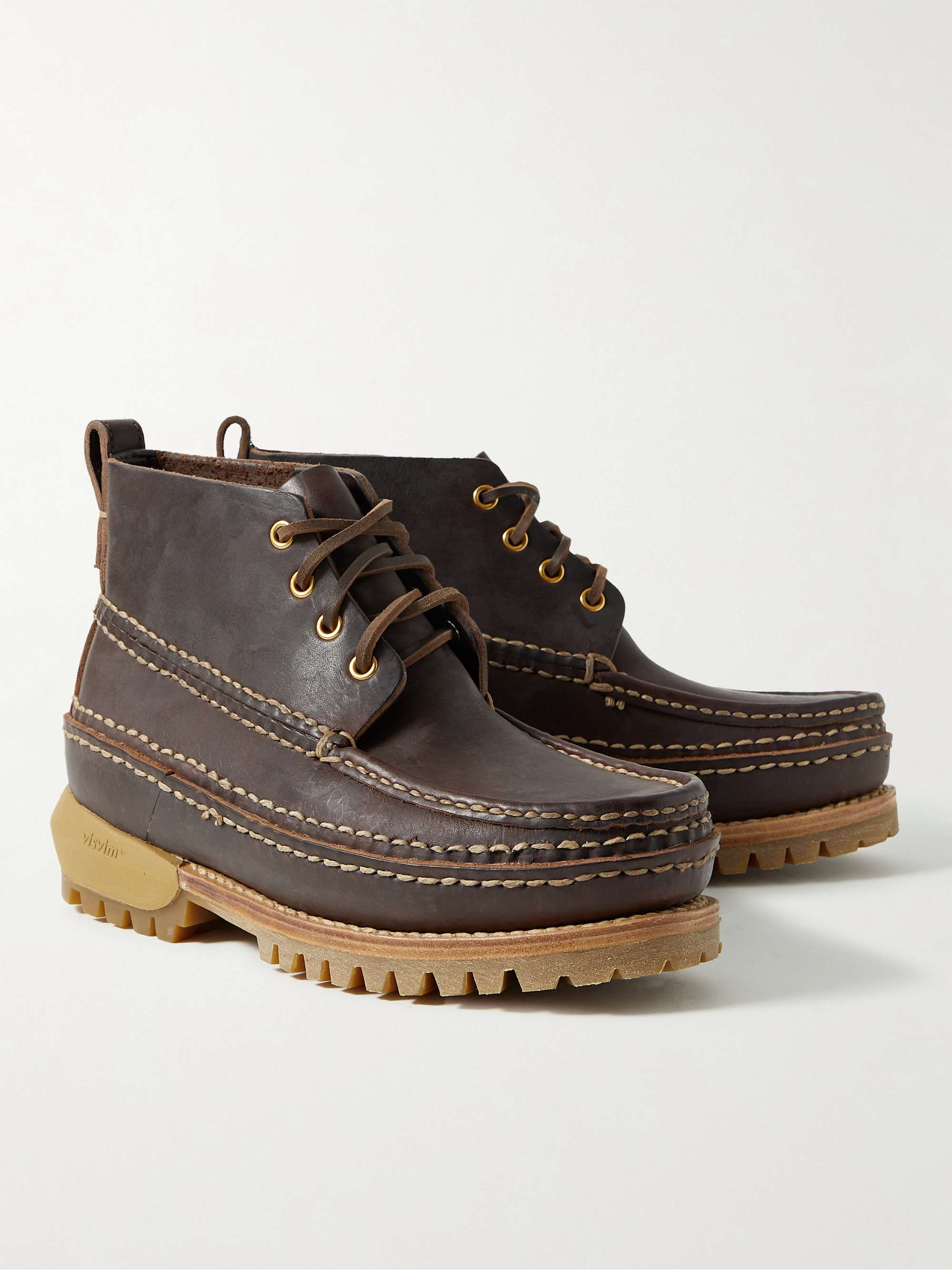 VISVIM Kanawa Mid-Folk Waxed-Leather Boots