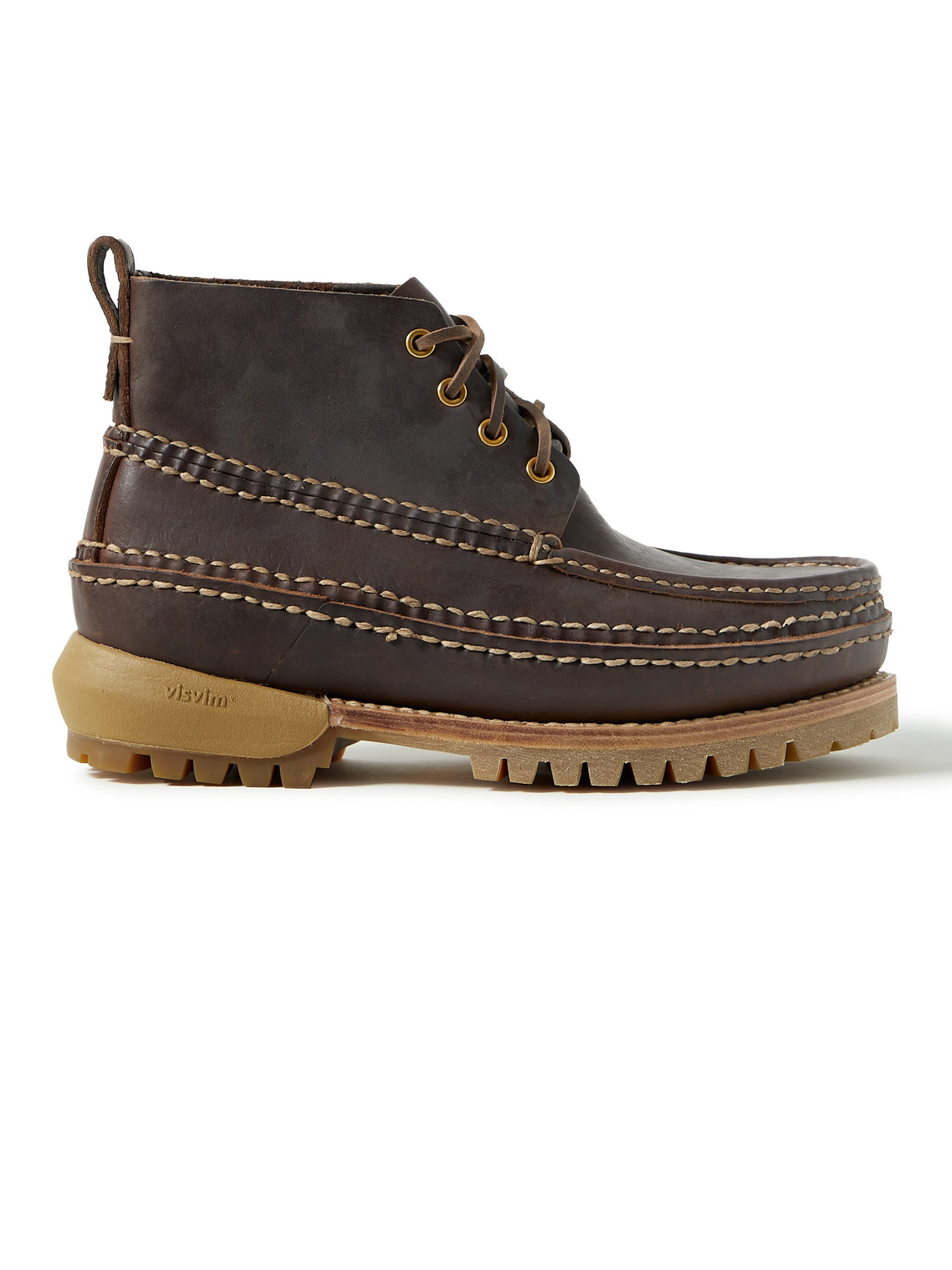 Visvim Kanawa Mid-folk Waxed-leather Boots In Brown